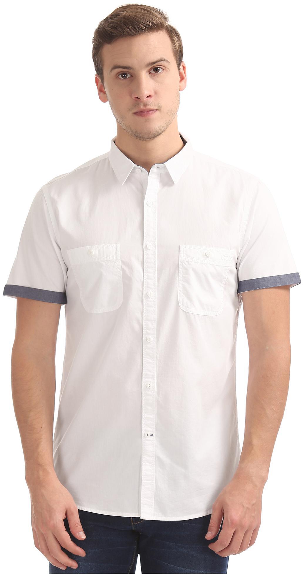 

Colt Men White Solid Regular Fit Casual Shirt