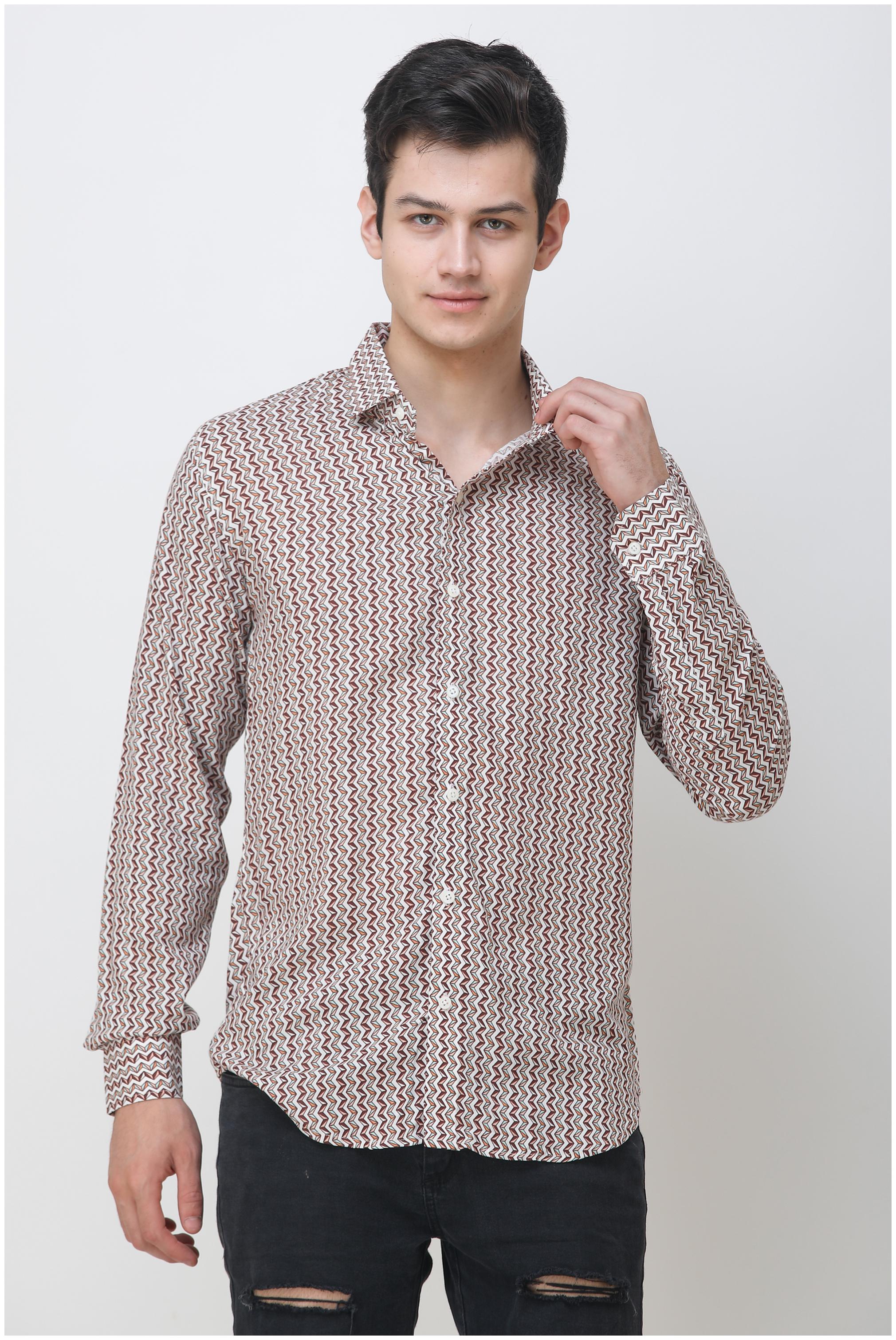 

COLVYNHARRIS JEANS Men Beige Geometric Slim Fit Casual Shirt