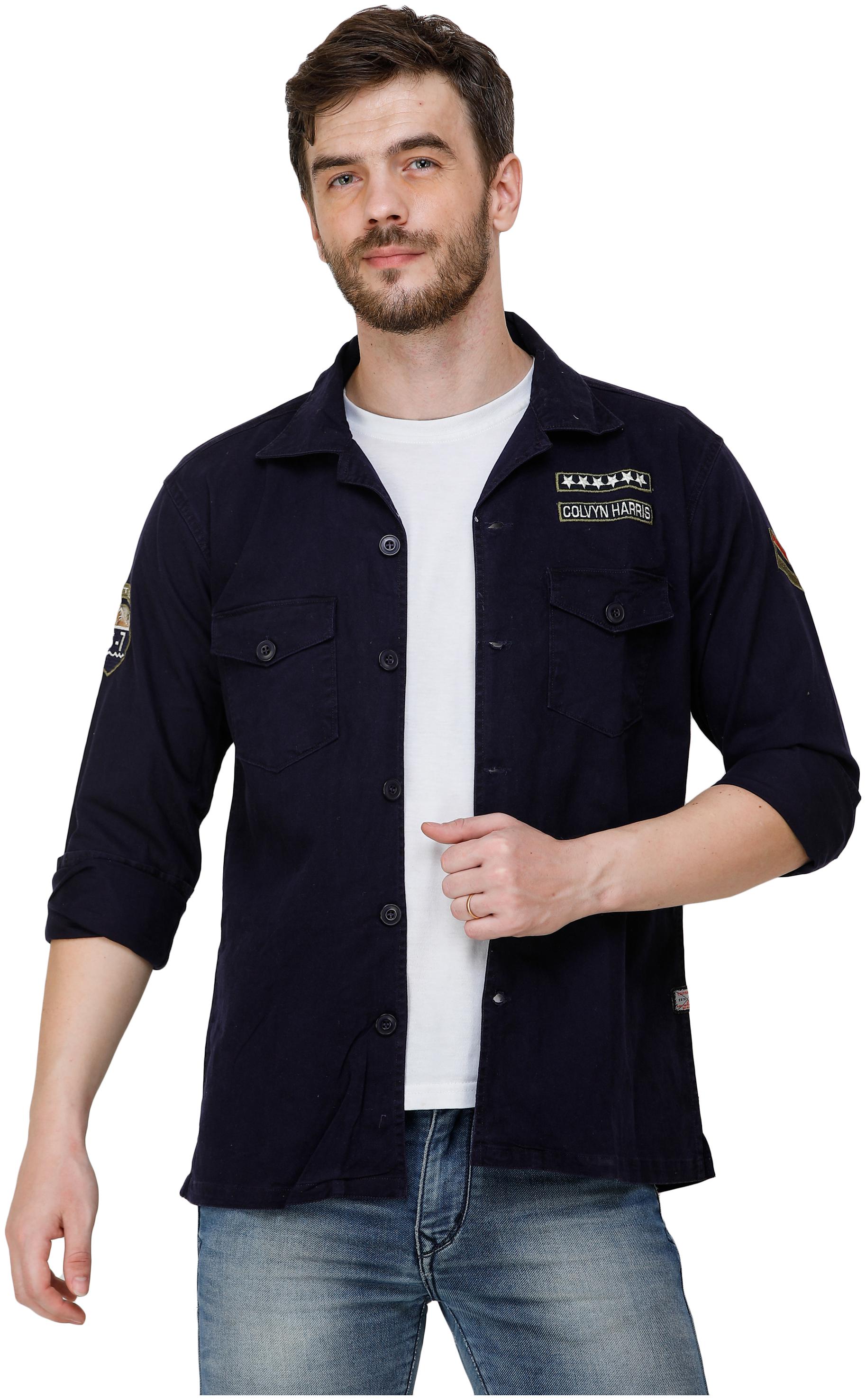 

COLVYNHARRIS JEANS Men Blue Solid Slim Fit Casual Shirt
