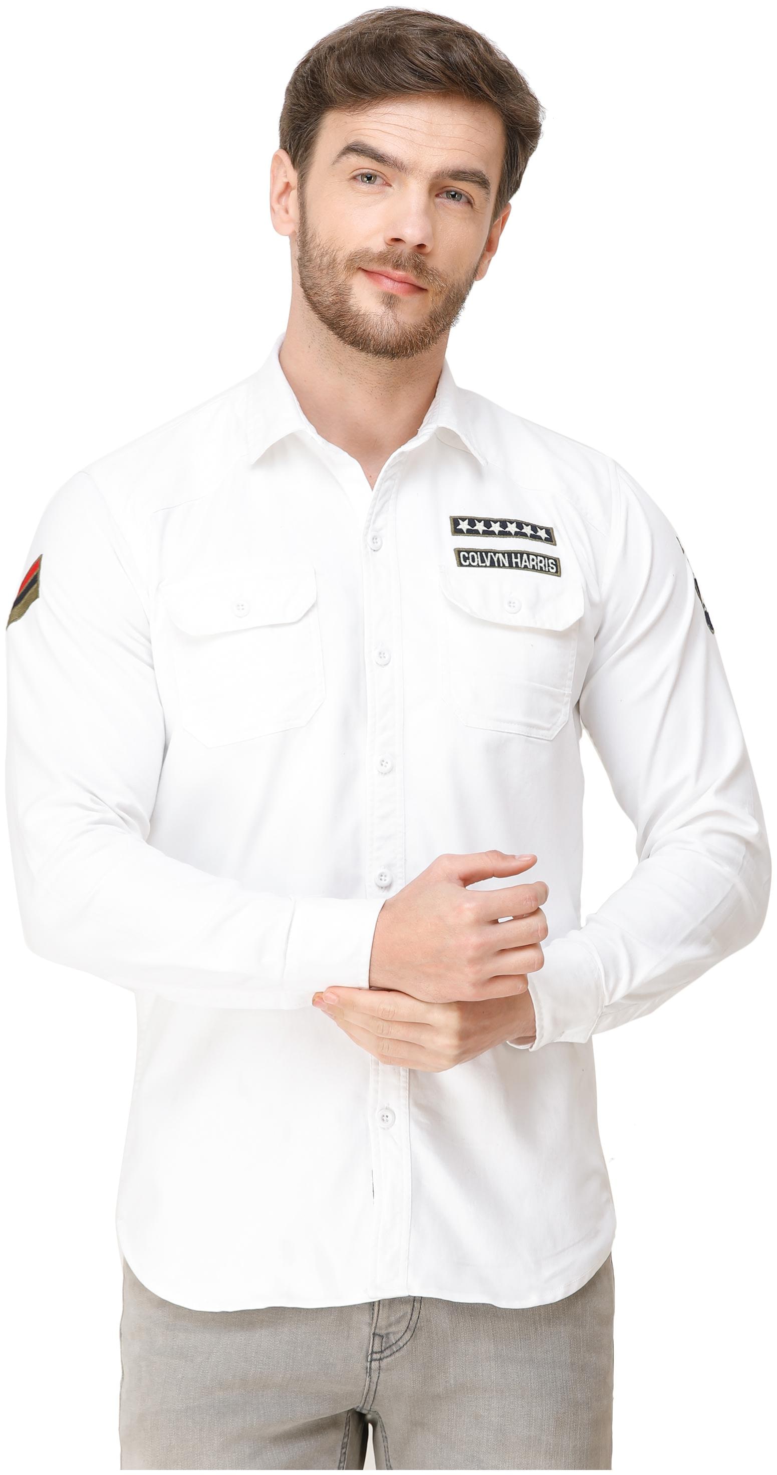 

COLVYNHARRIS JEANS Men White Solid Slim Fit Casual Shirt