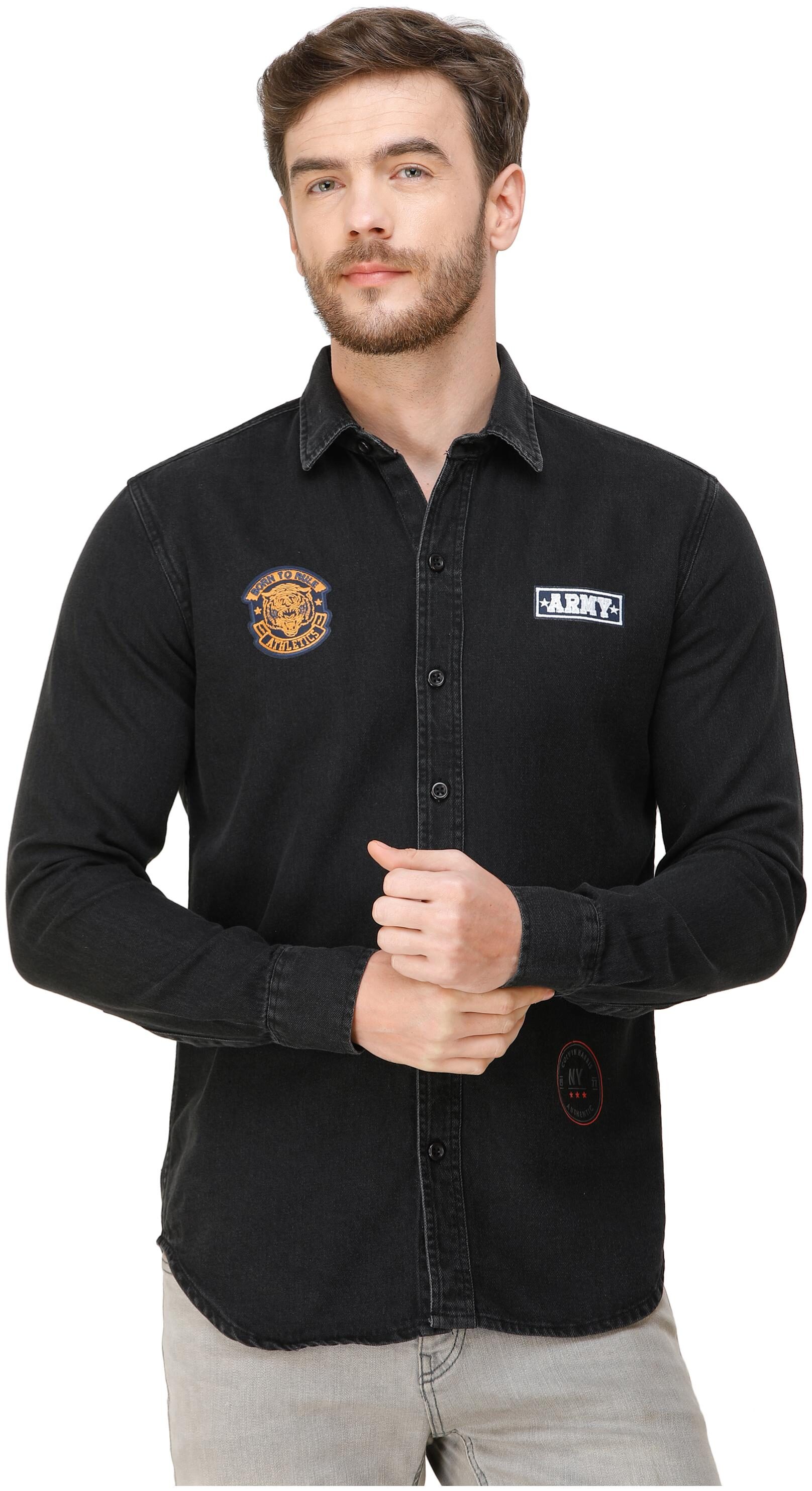 

COLVYNHARRIS JEANS Men Black Solid Slim Fit Casual Shirt