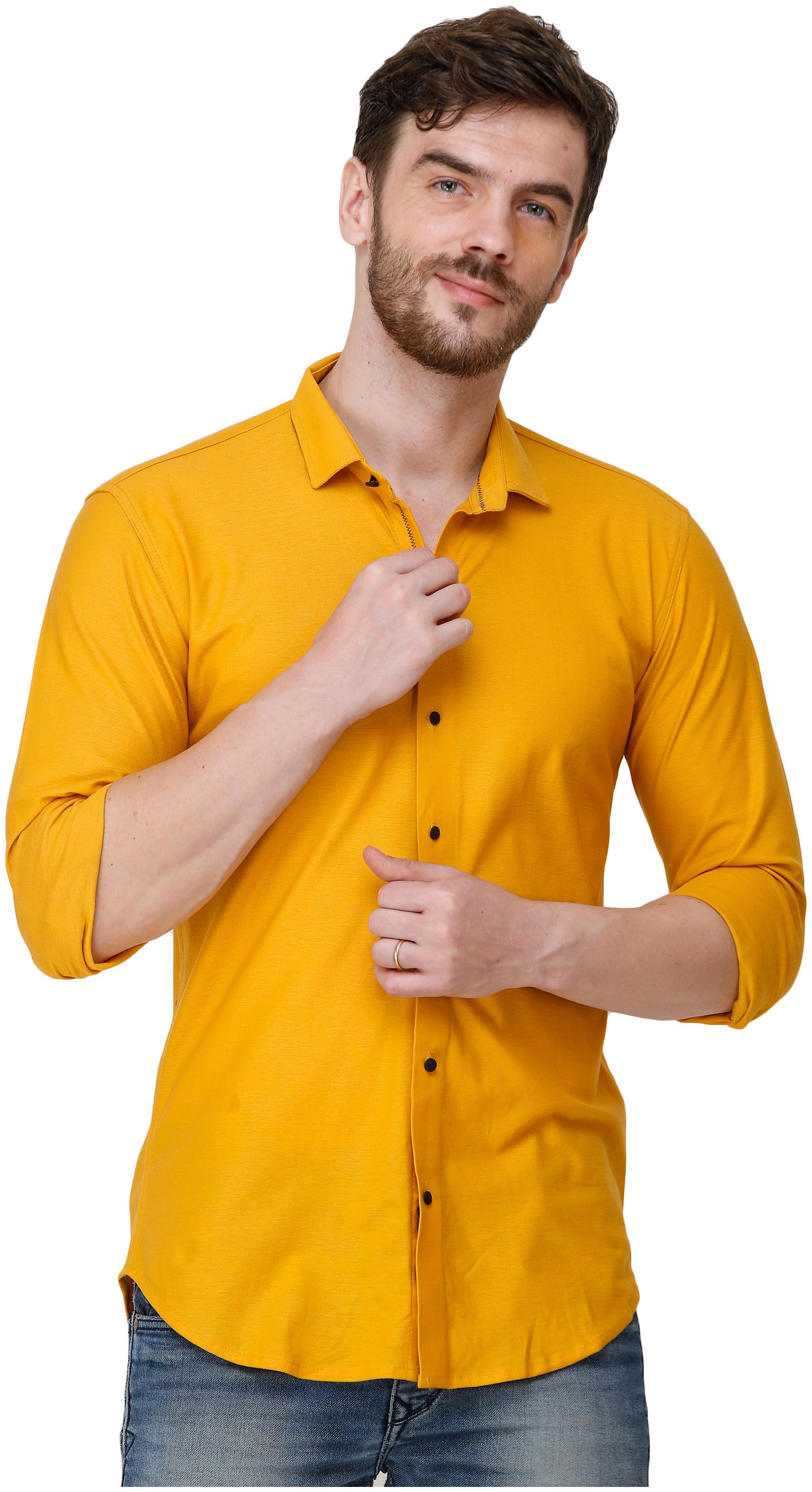 

COLVYNHARRIS JEANS Men Yellow Solid Regular Fit Casual Shirt