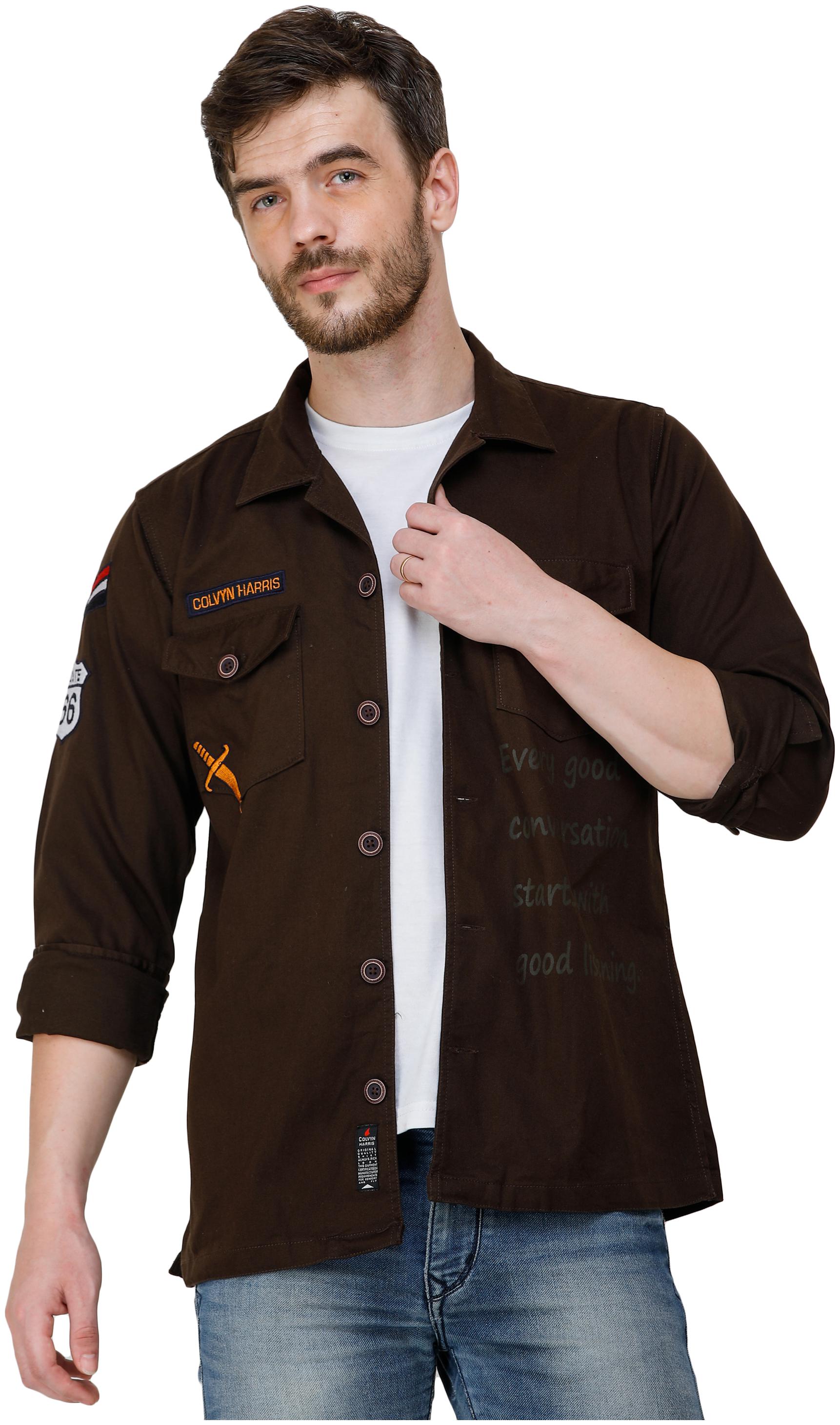 

COLVYNHARRIS JEANS Men Brown Printed Slim Fit Casual Shirt