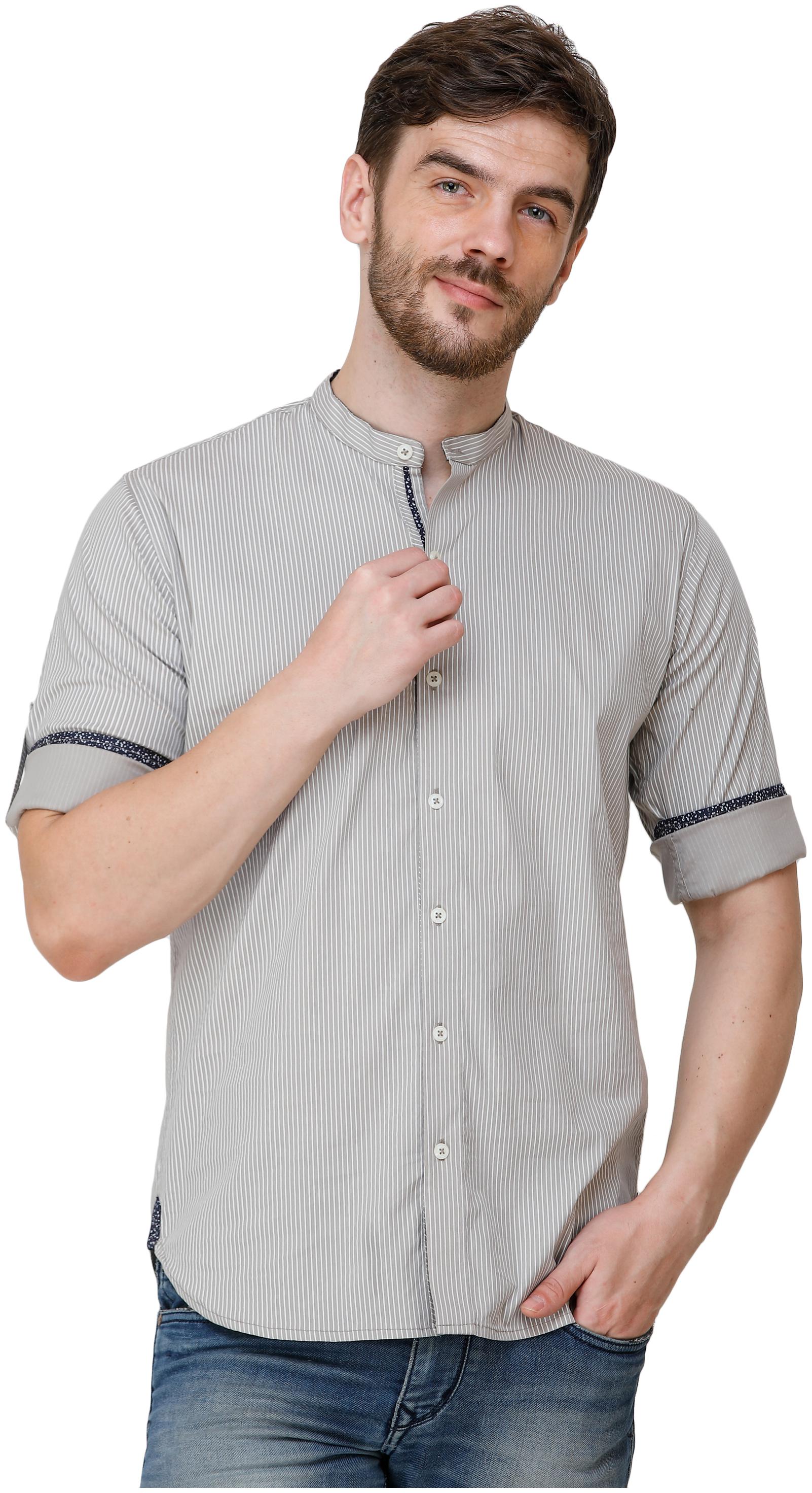 

COLVYNHARRIS JEANS Men Grey Vertical Stripes Regular Fit Casual Shirt