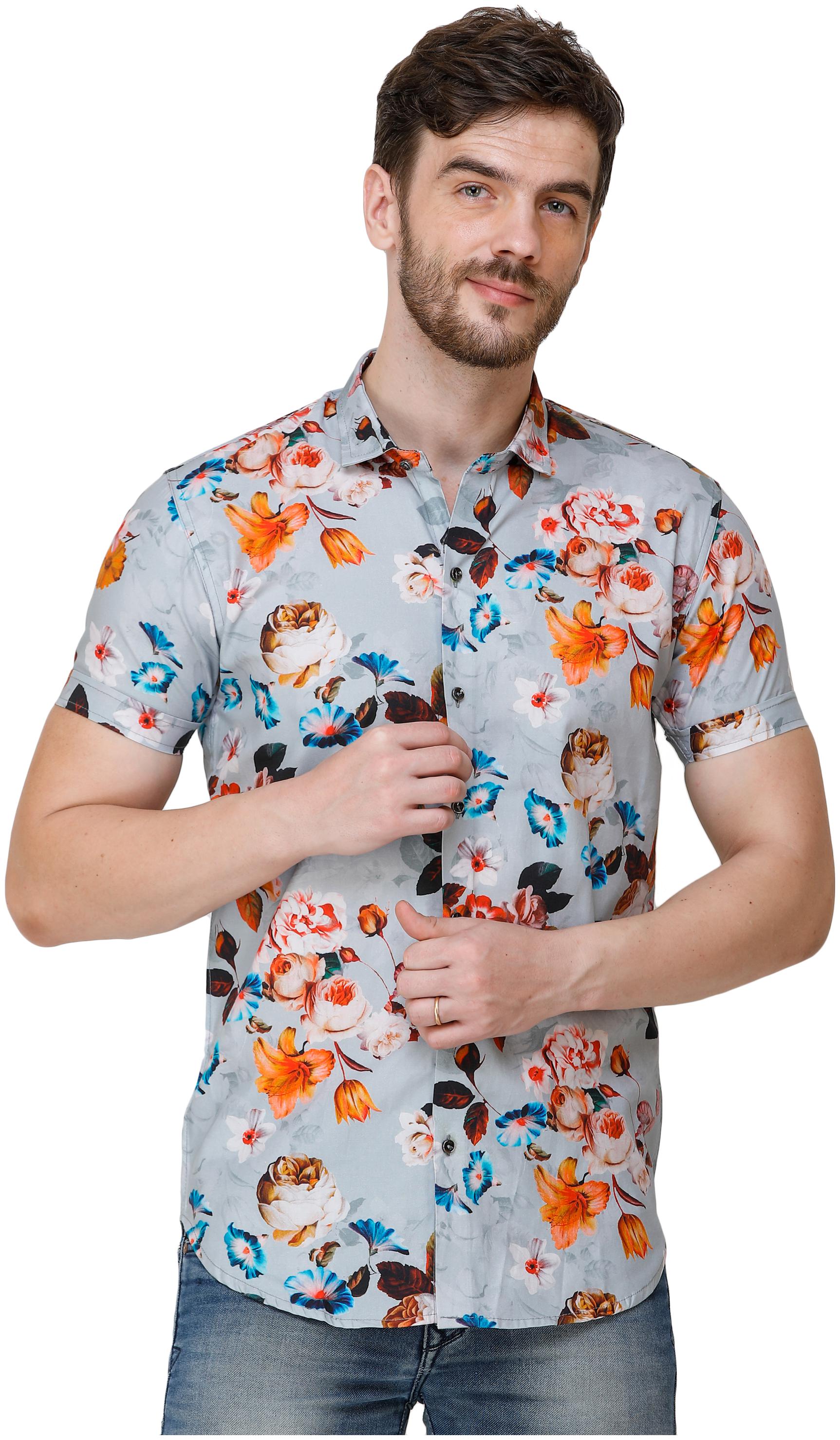 

COLVYNHARRIS JEANS Men Blue Floral Regular Fit Casual Shirt