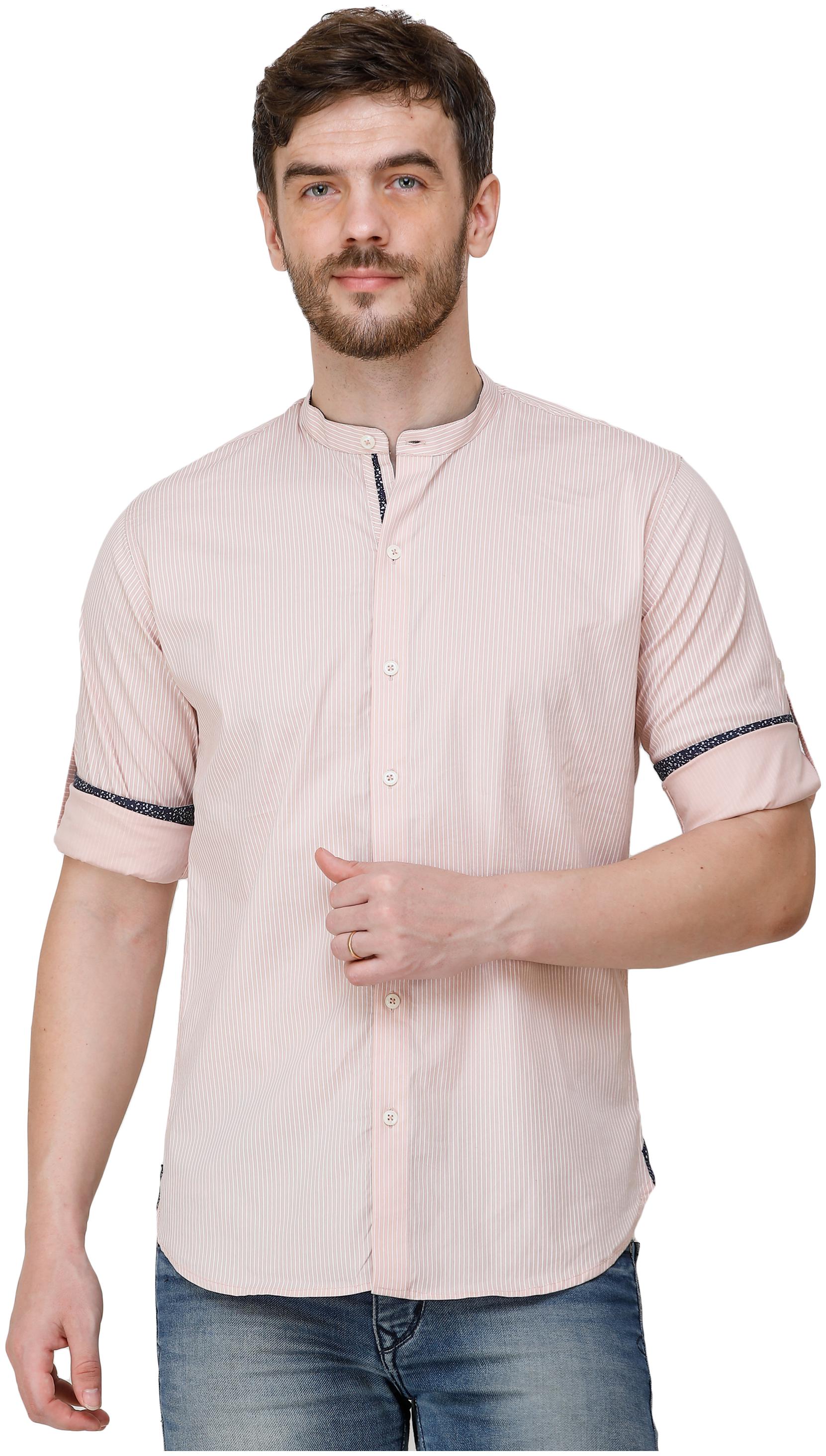 

COLVYNHARRIS JEANS Men Pink Vertical Stripes Regular Fit Casual Shirt