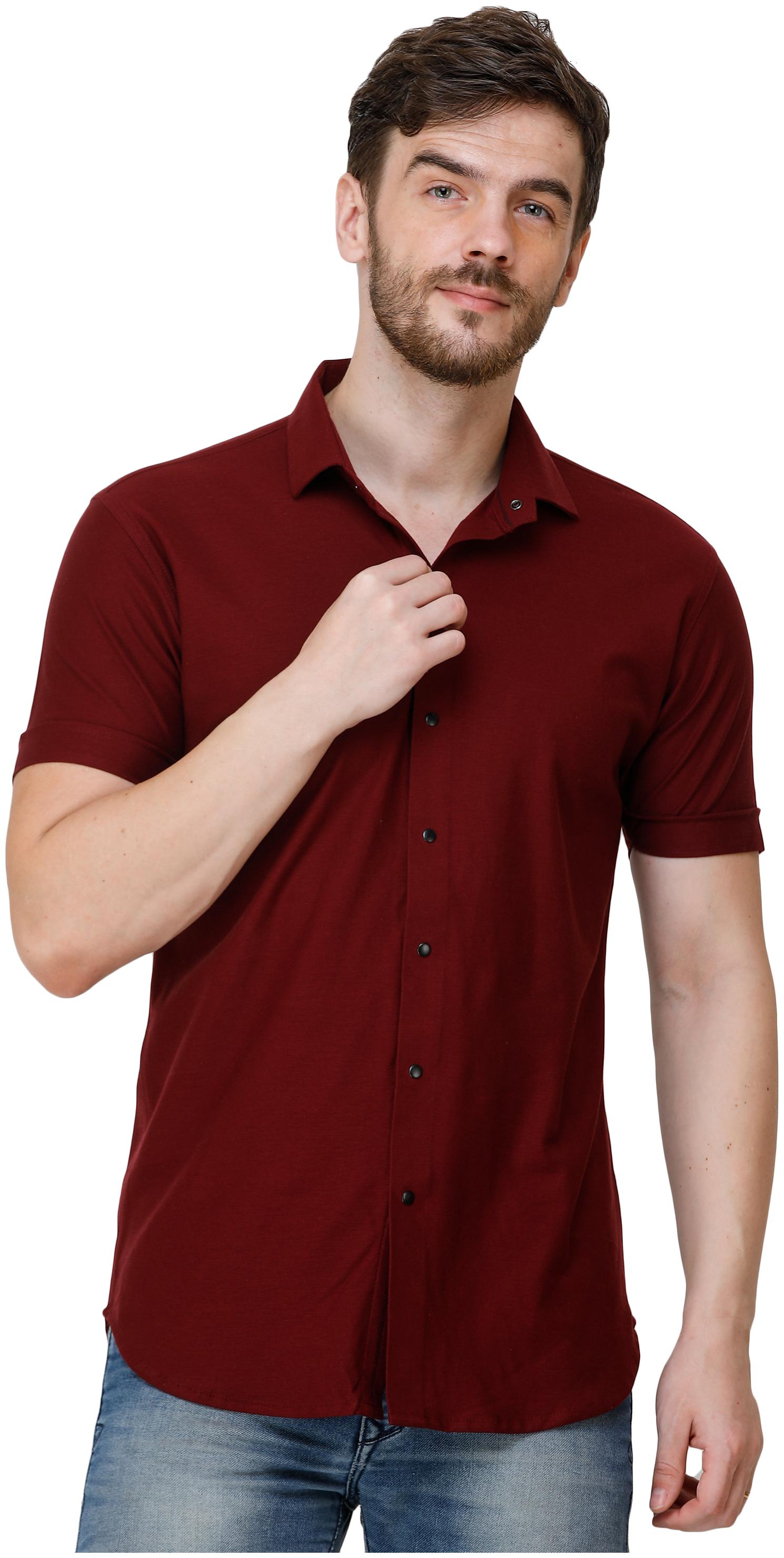 

COLVYNHARRIS JEANS Men Maroon Solid Slim Fit Casual Shirt