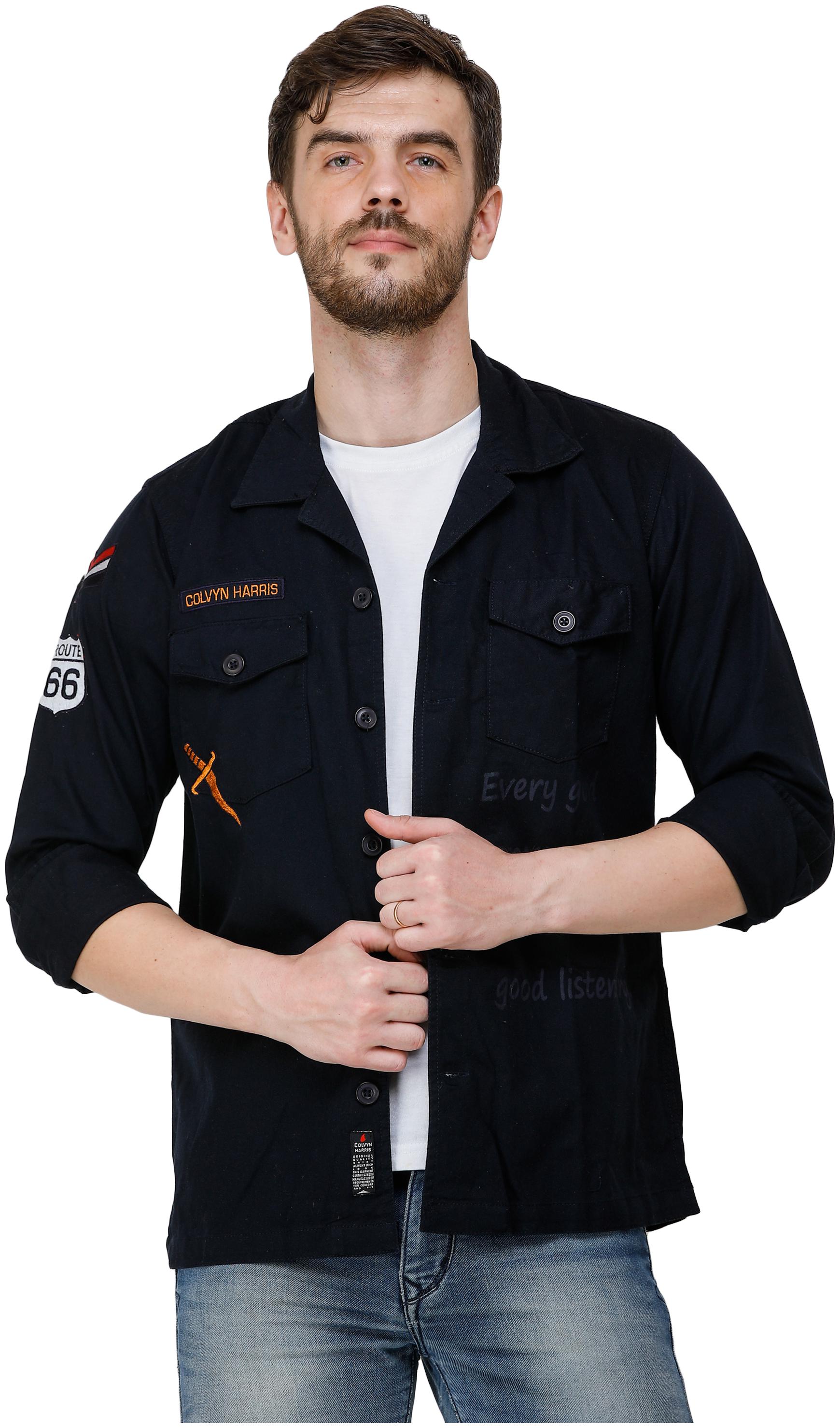 

COLVYNHARRIS JEANS Men Navy Blue Printed Slim Fit Casual Shirt
