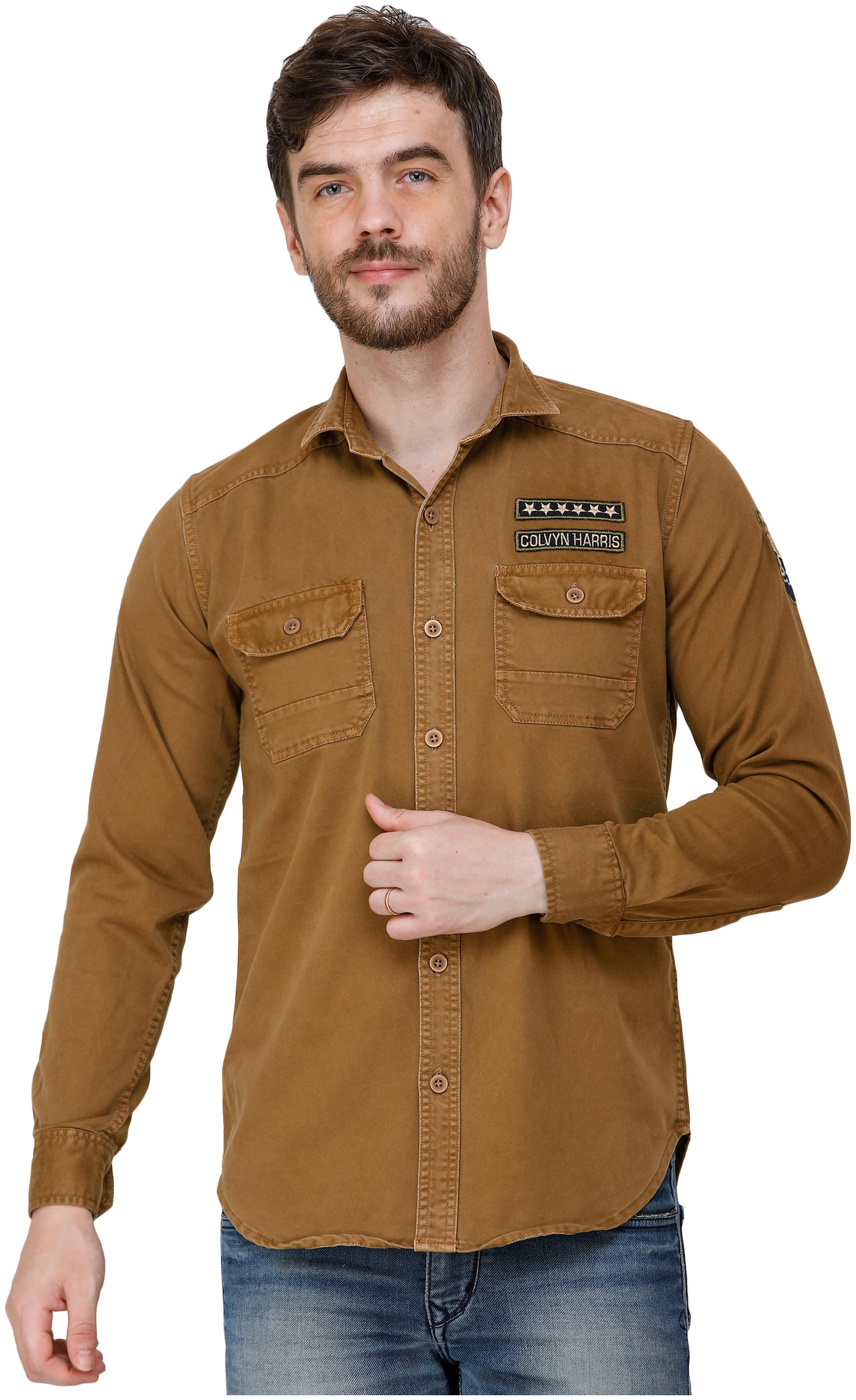 

COLVYNHARRIS JEANS Men Brown Solid Slim Fit Casual Shirt