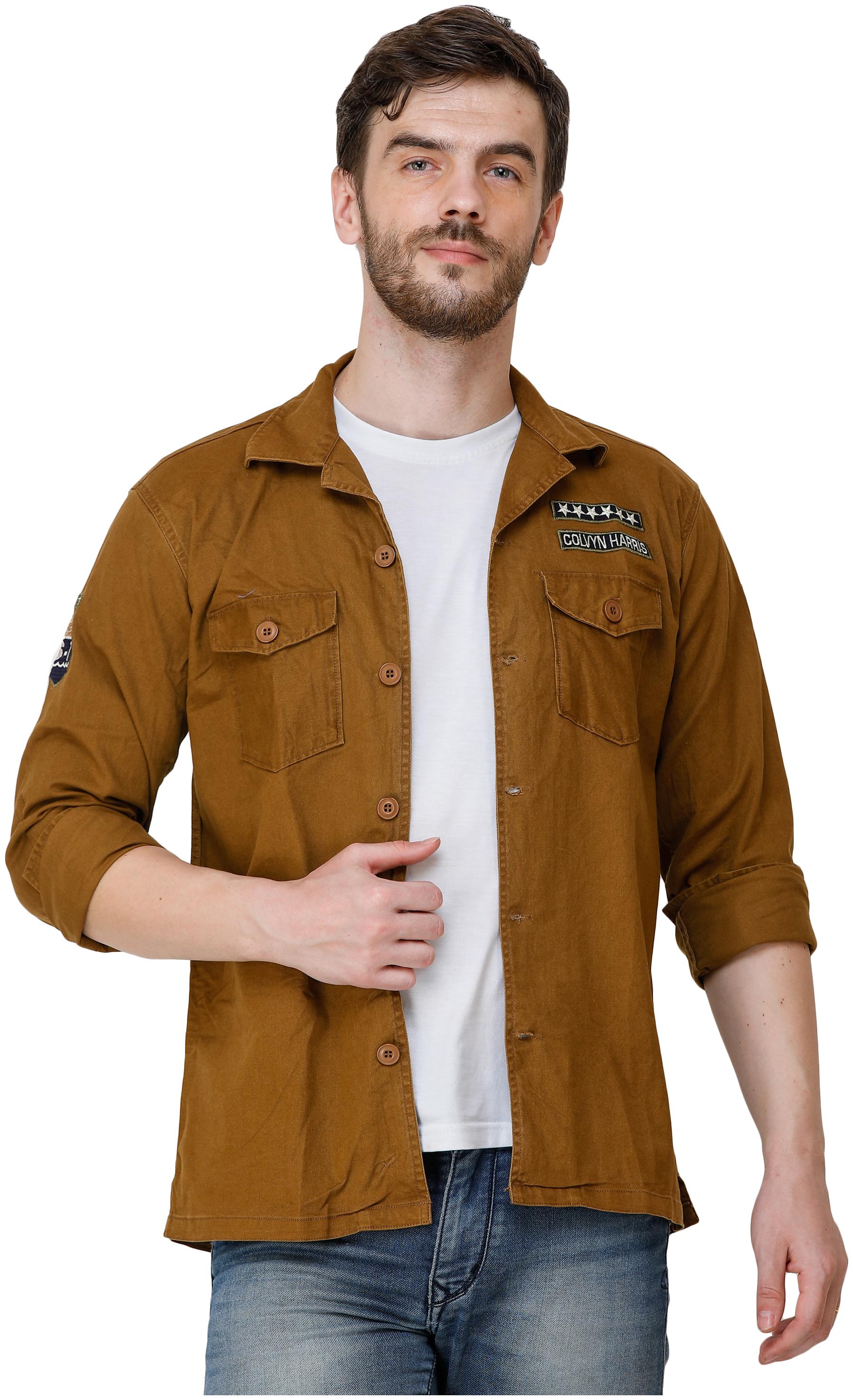 

COLVYNHARRIS JEANS Men Brown Solid Slim Fit Casual Shirt
