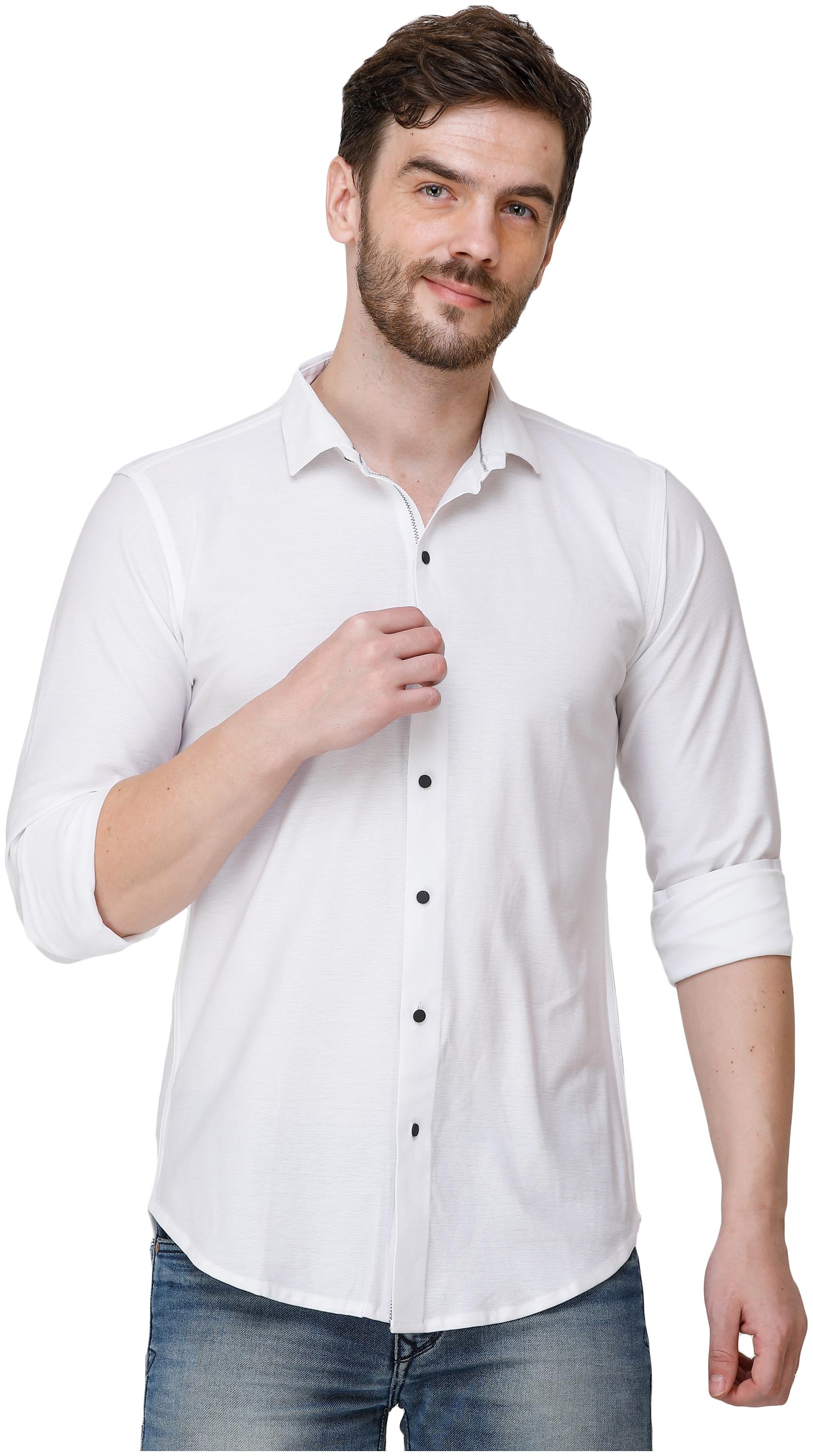 

COLVYNHARRIS JEANS Men White Solid Regular Fit Casual Shirt