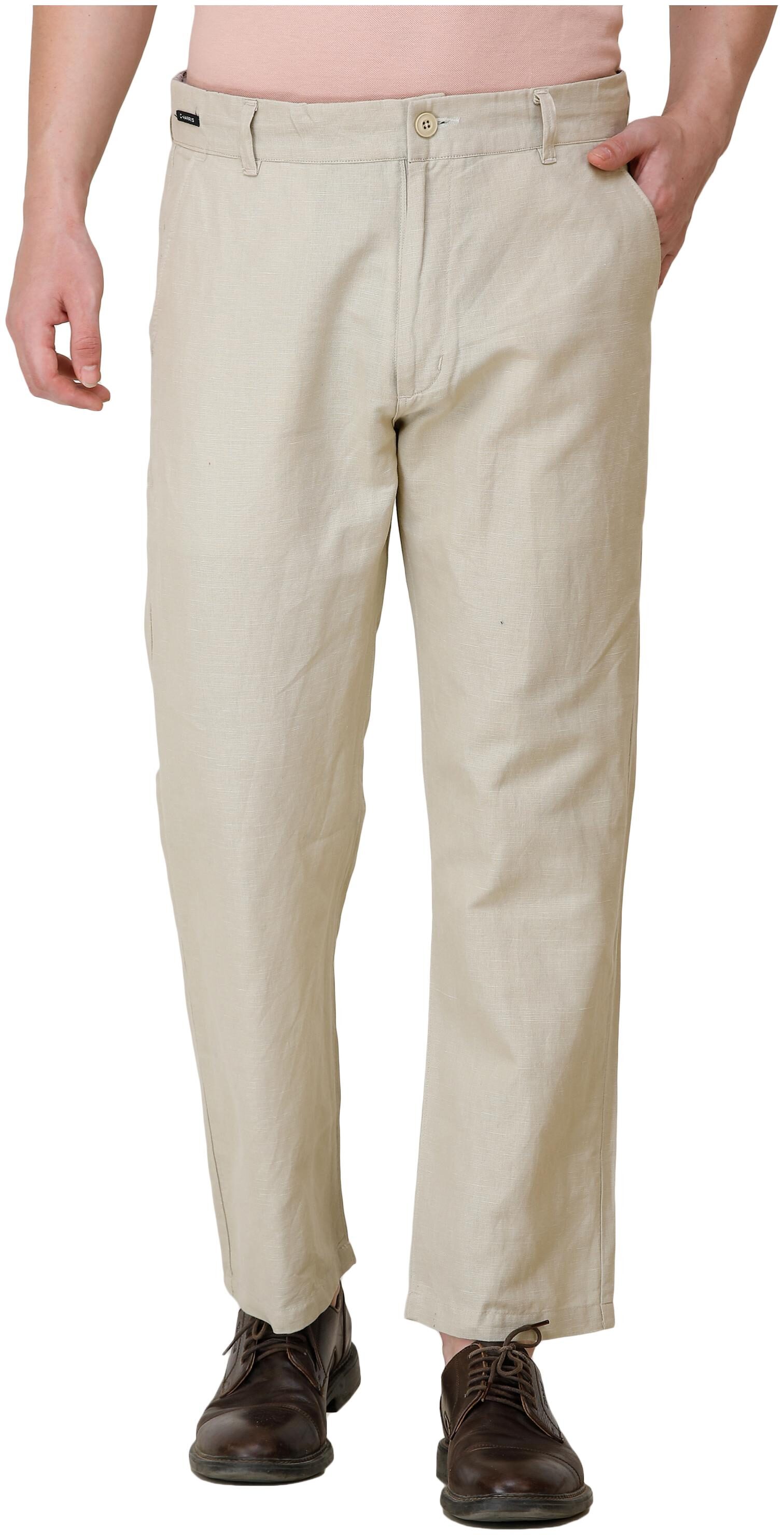 

COLVYNHARRIS JEANS Men Cream Solid Slim fit Regular trousers