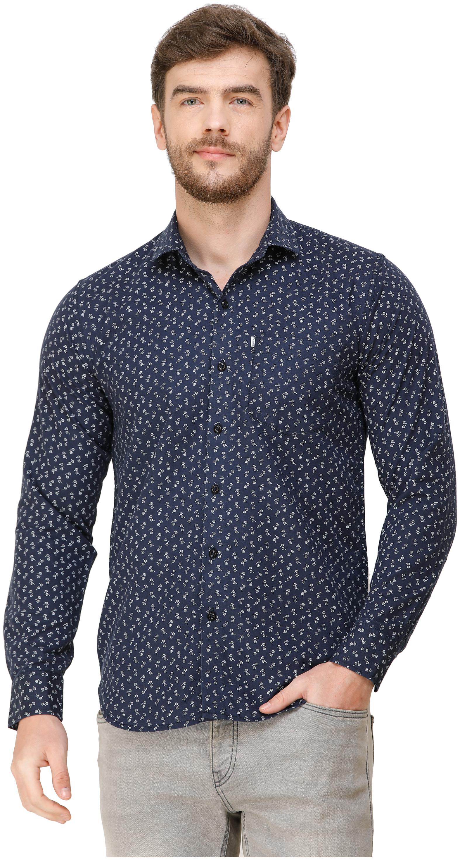 

COLVYNHARRIS JEANS Men Navy Blue Floral Slim Fit Casual Shirt