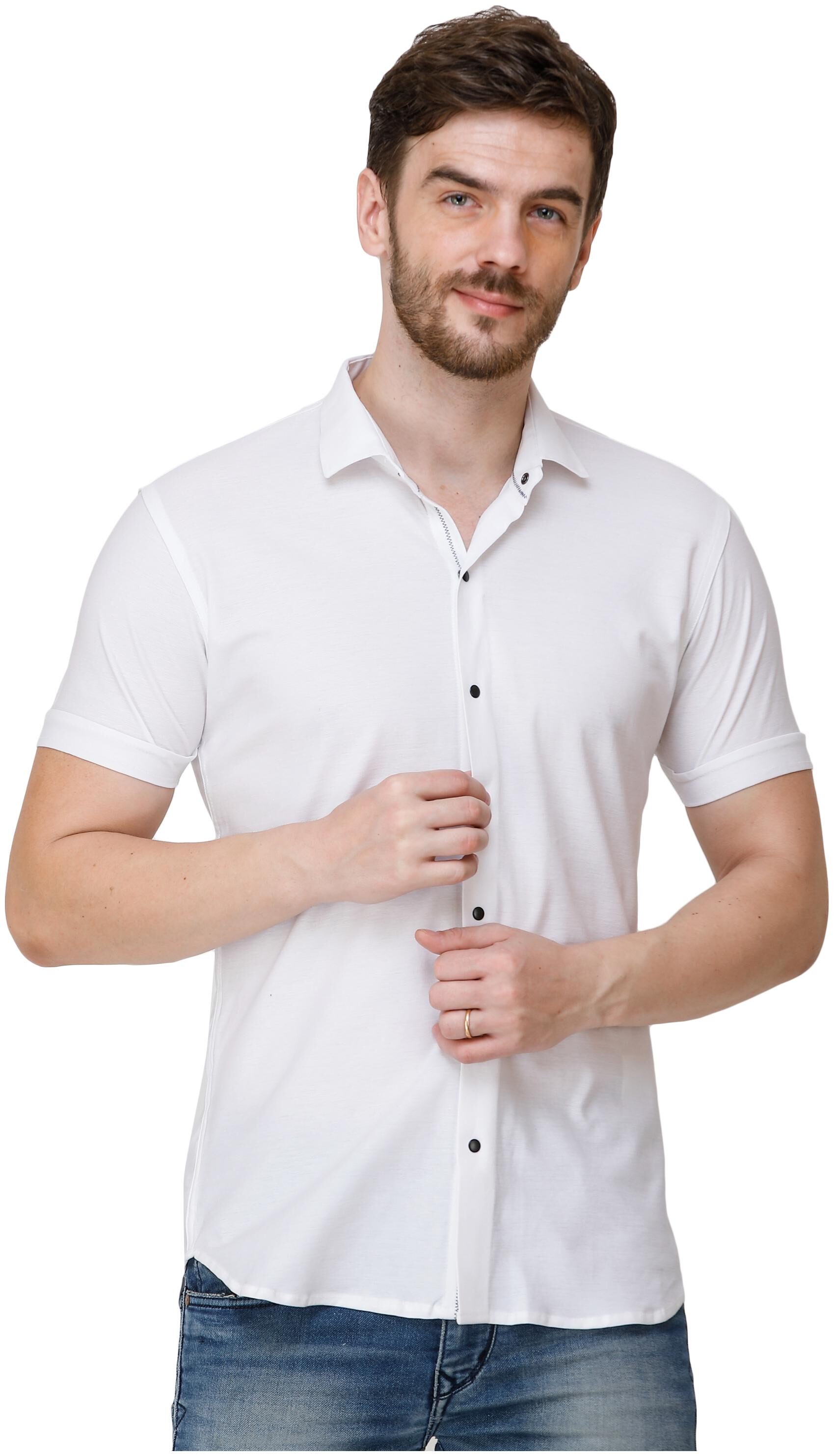 

COLVYNHARRIS JEANS Men White Solid Slim Fit Casual Shirt