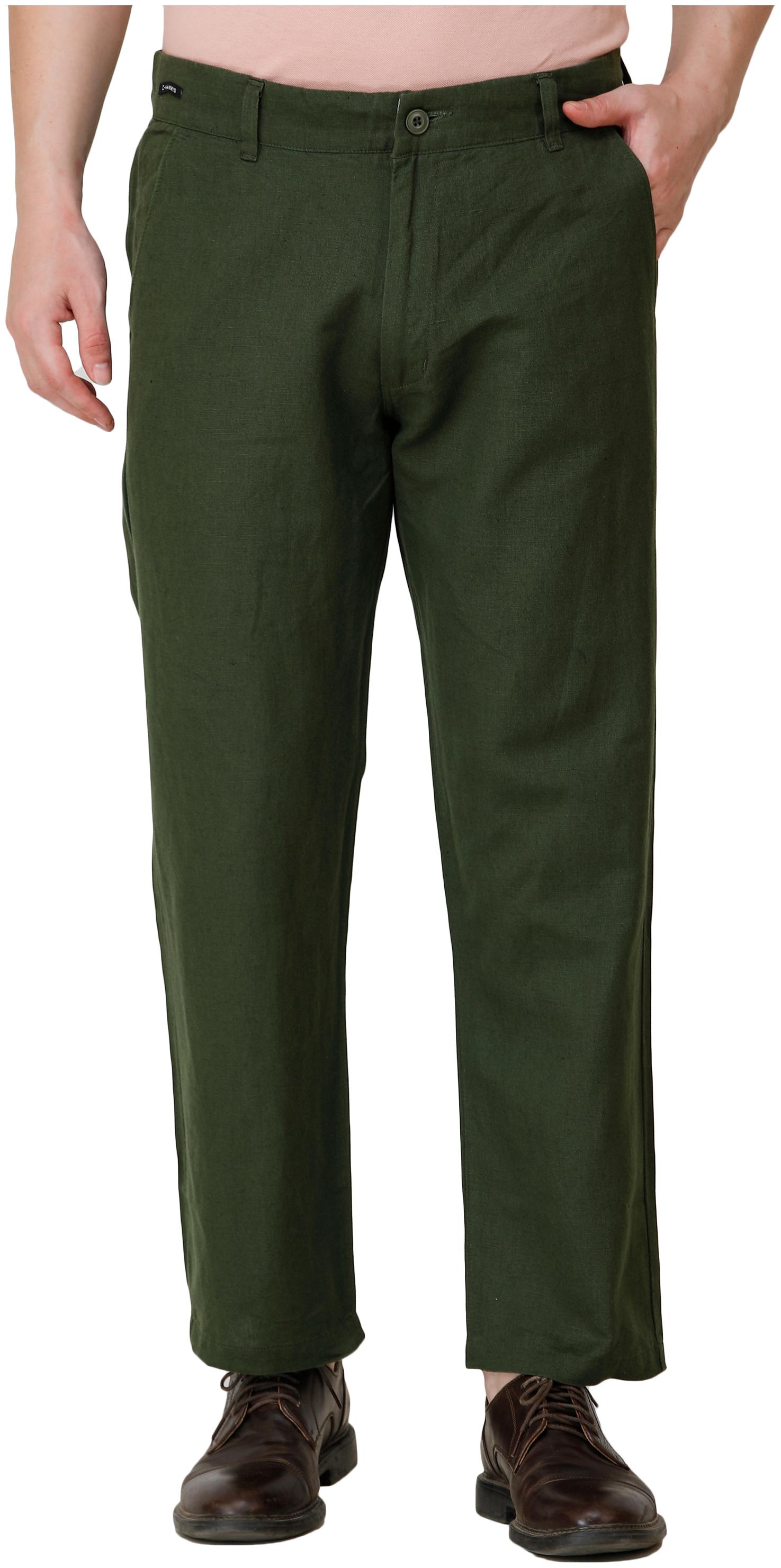 

COLVYNHARRIS JEANS Men Green Solid Slim fit Regular trousers