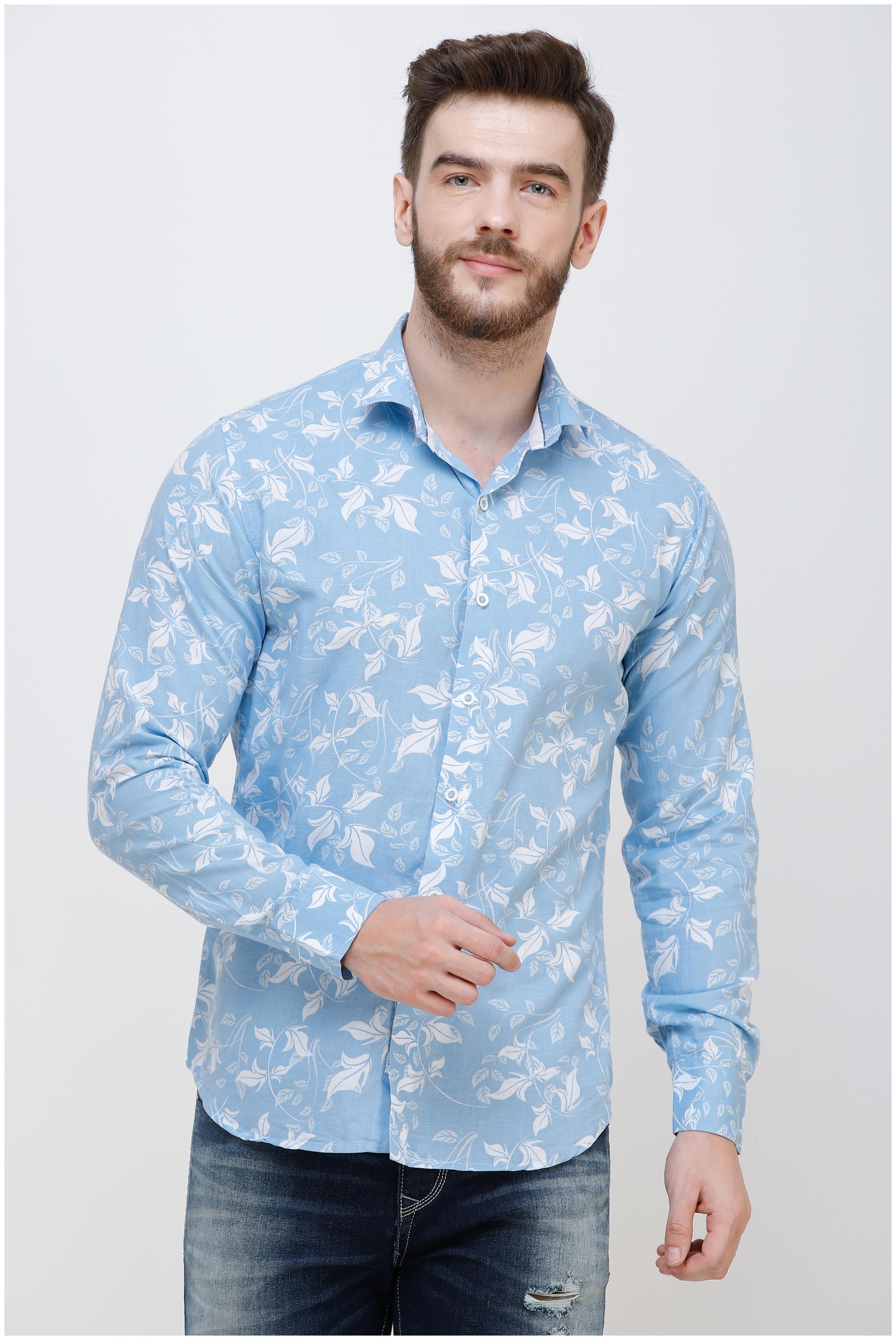 

COLVYNHARRIS JEANS Men Blue Floral Slim Fit Casual Shirt