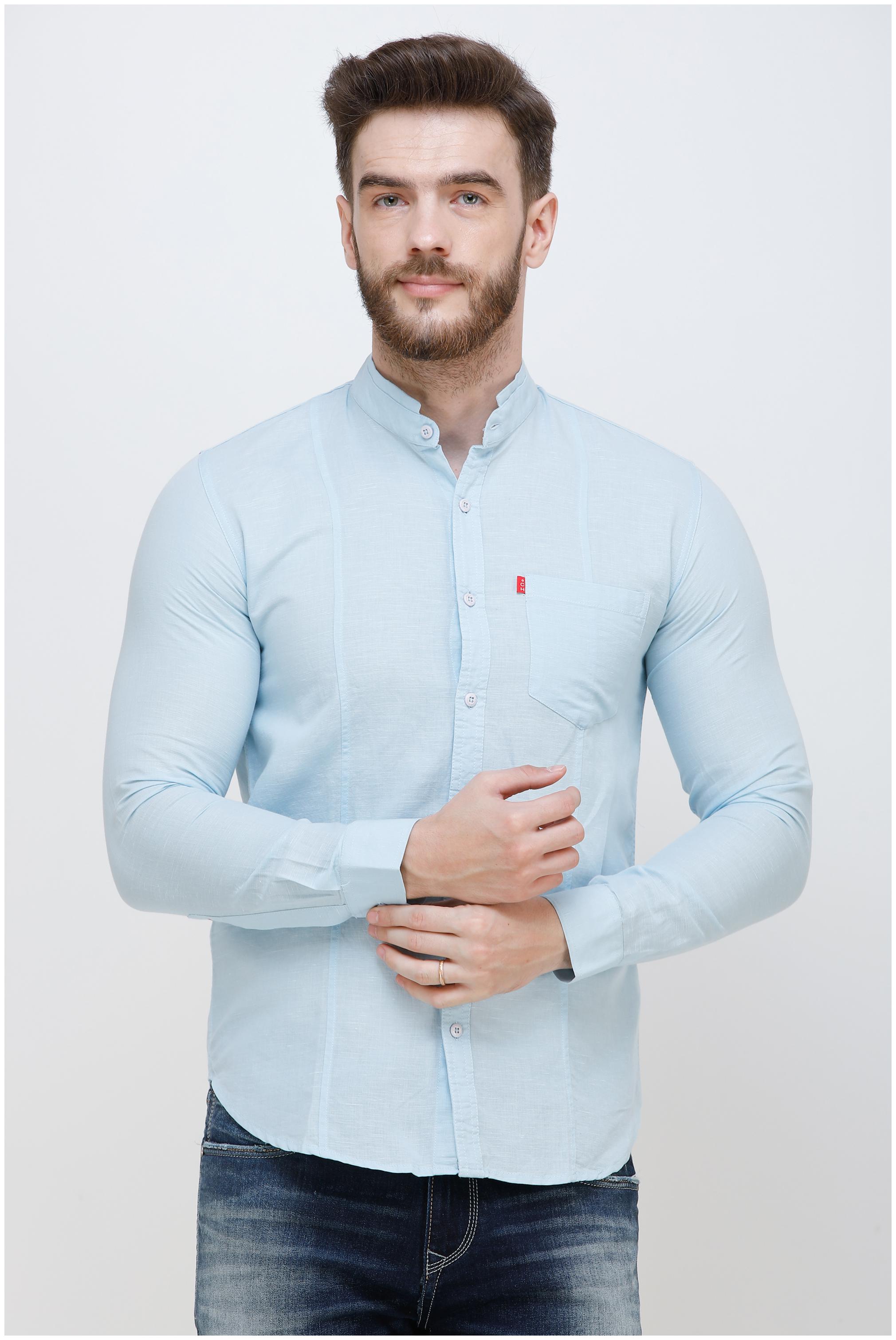 

COLVYNHARRIS JEANS Men Blue Solid Slim Fit Casual Shirt