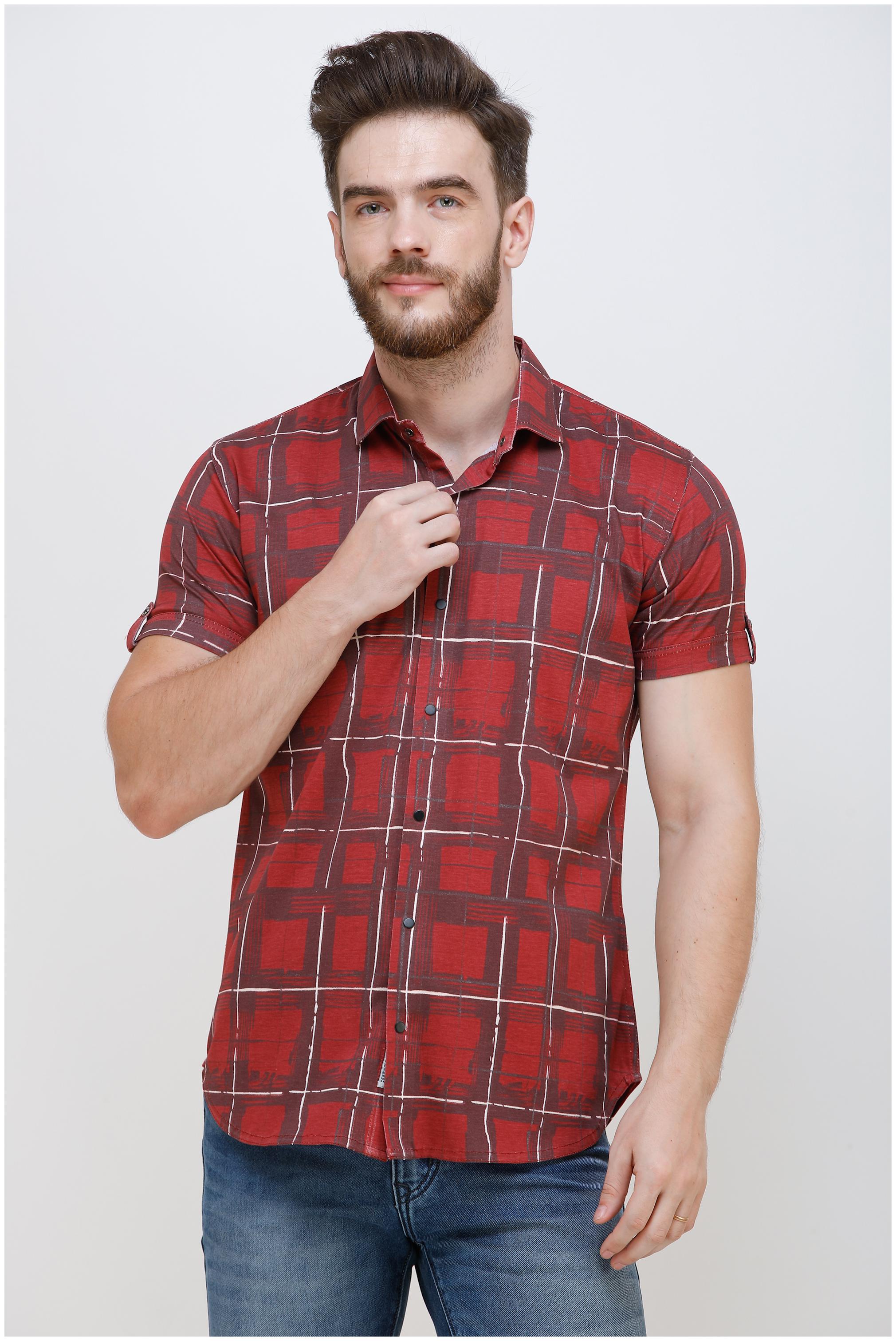 

COLVYNHARRIS JEANS Men Maroon Checked Slim Fit Casual Shirt