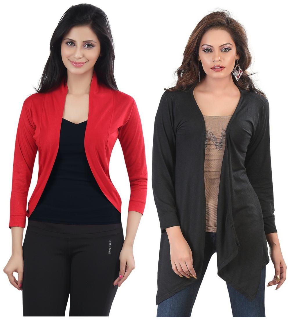 

Combo of Black Long Red Short Shrugs