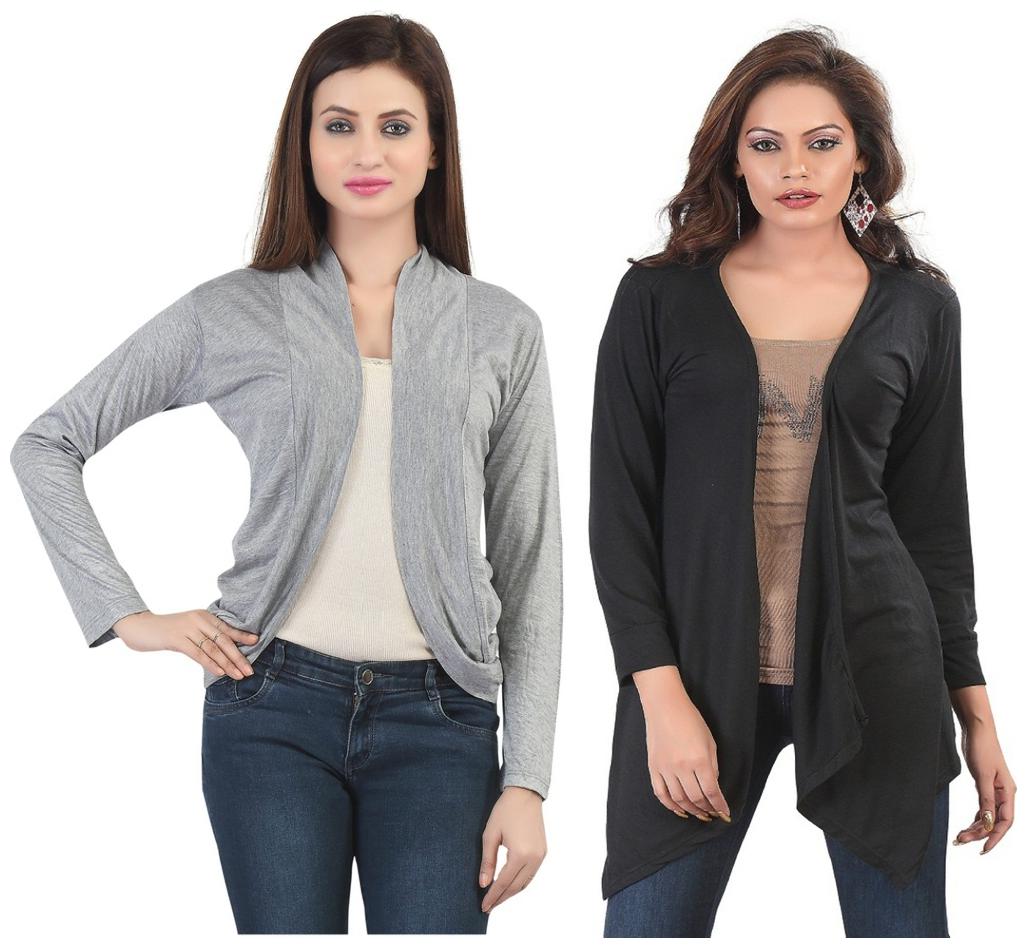 

Combo of Black Long Grey Short Shrugs