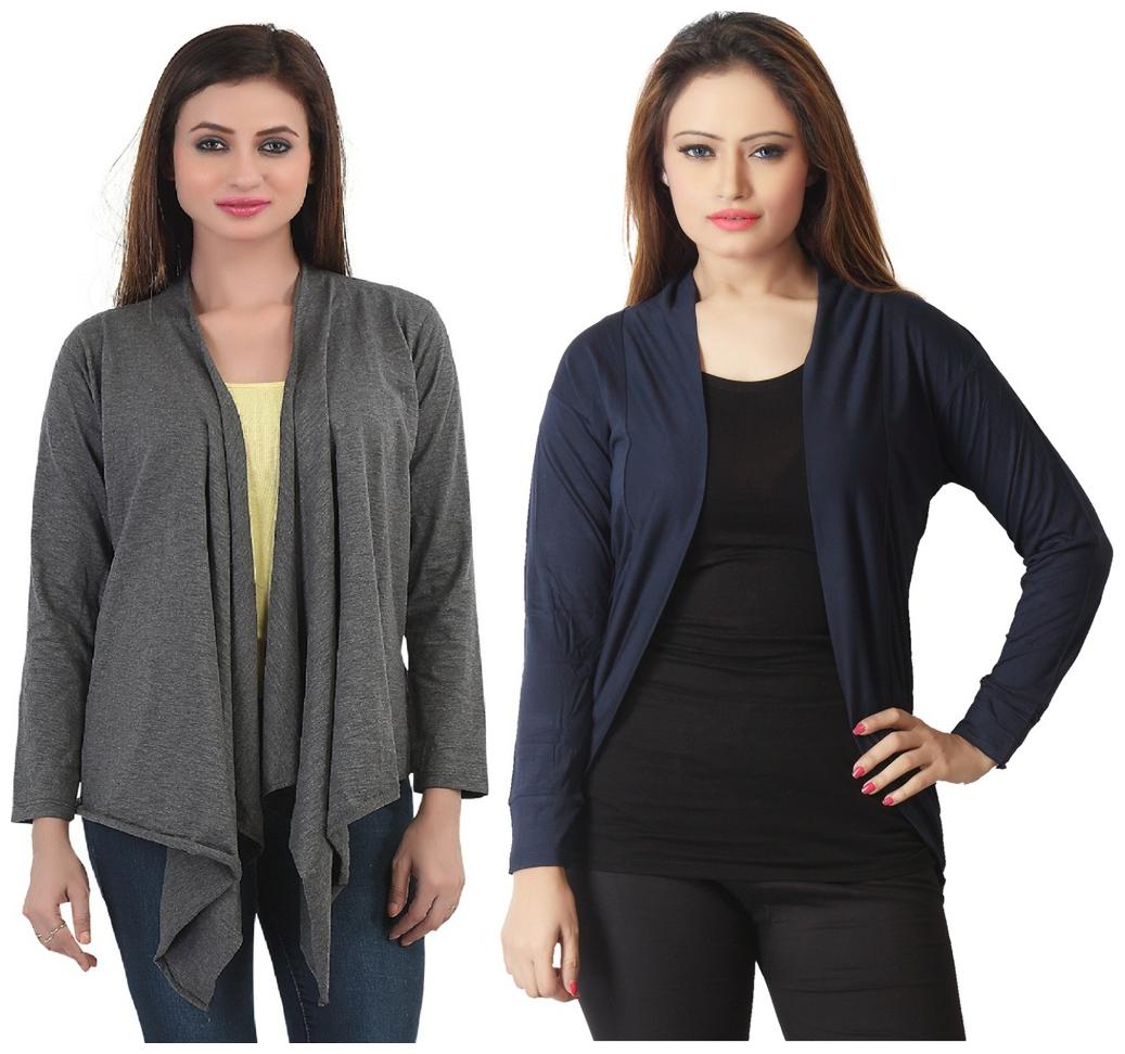 

Combo of Grey Long Navy Blue Short Shrugs