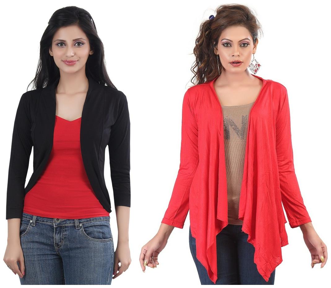 

Combo of Red Long Black Short Shrugs