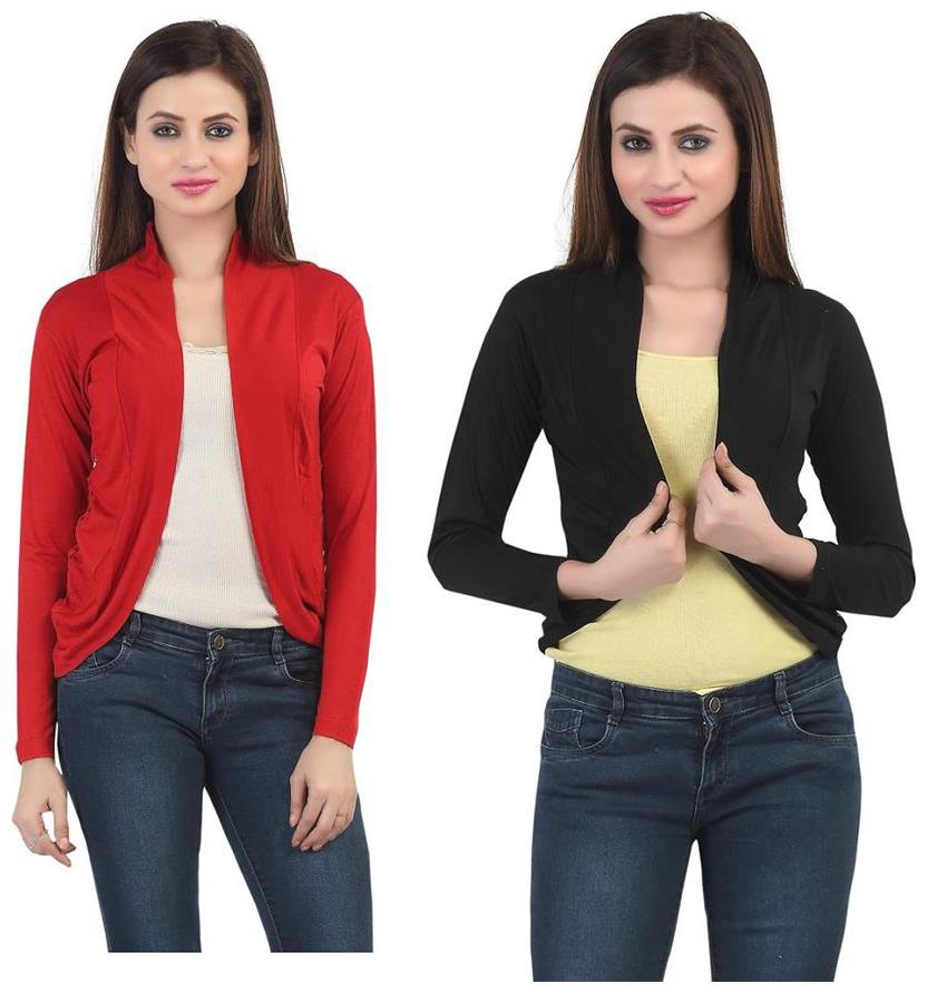 

Combo of Red Black Viscose Net Shrugs