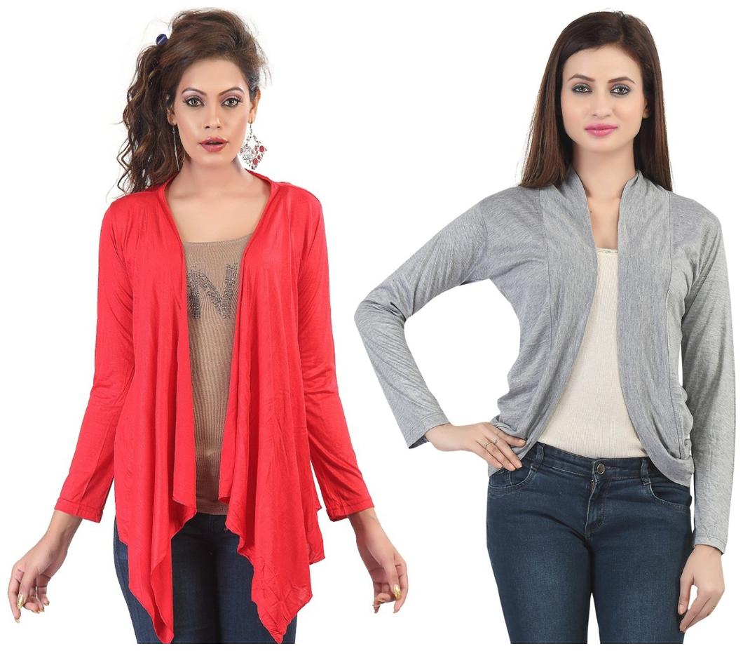 

Combo of Red Long Grey Short Shrugs