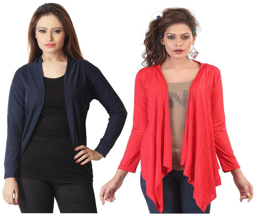 

Combo of Red Long Navy Blue Short Shrugs