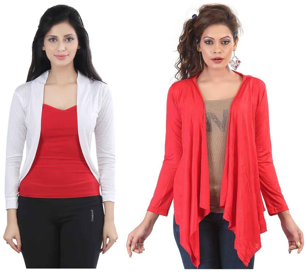 

Combo of Red Long White Short Shrugs