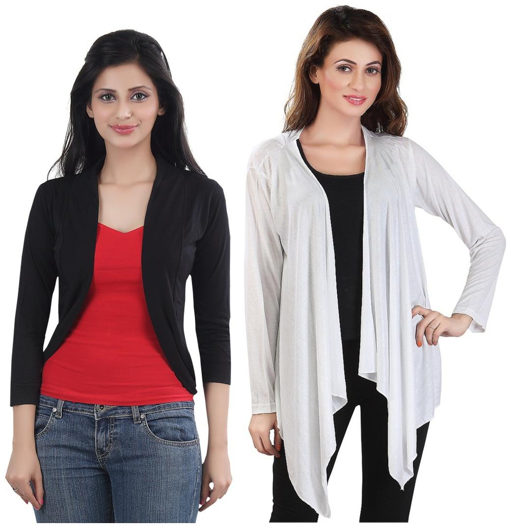 

Combo of White Long Black Short Shrugs
