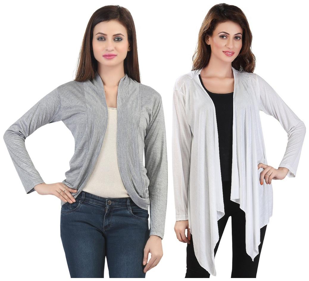 

Combo of White Long Grey Short Shrugs