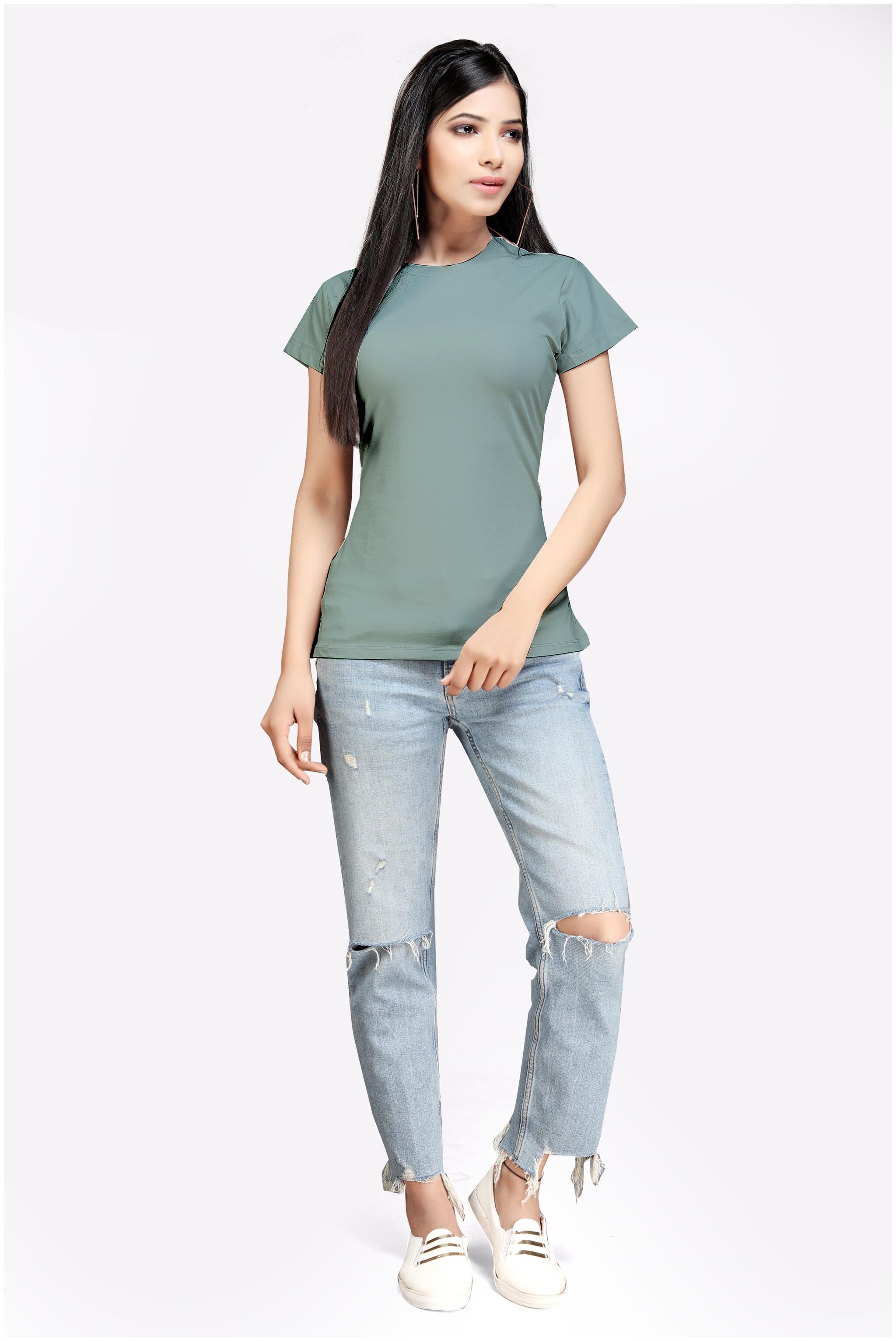 

comfort wear Women Grey Regular fit Round neck Cotton T shirt