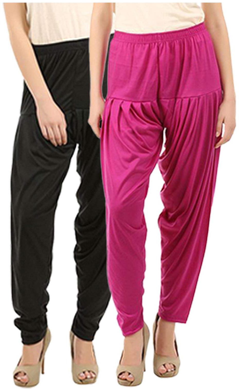 

BRAND FLEX Lycra Patiala - Black Pink