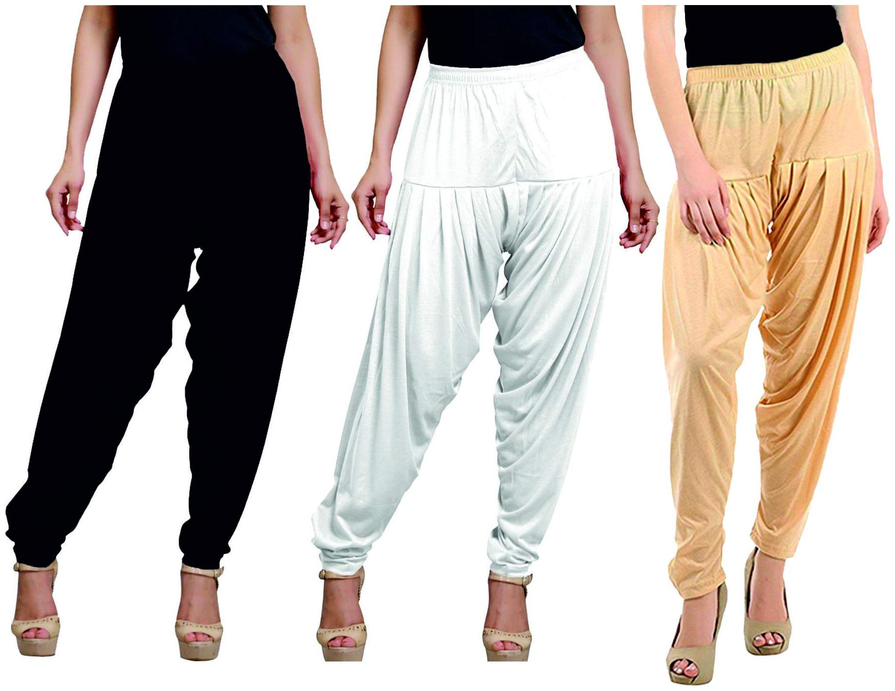 

BRAND FLEX Lycra Patiala - Black White