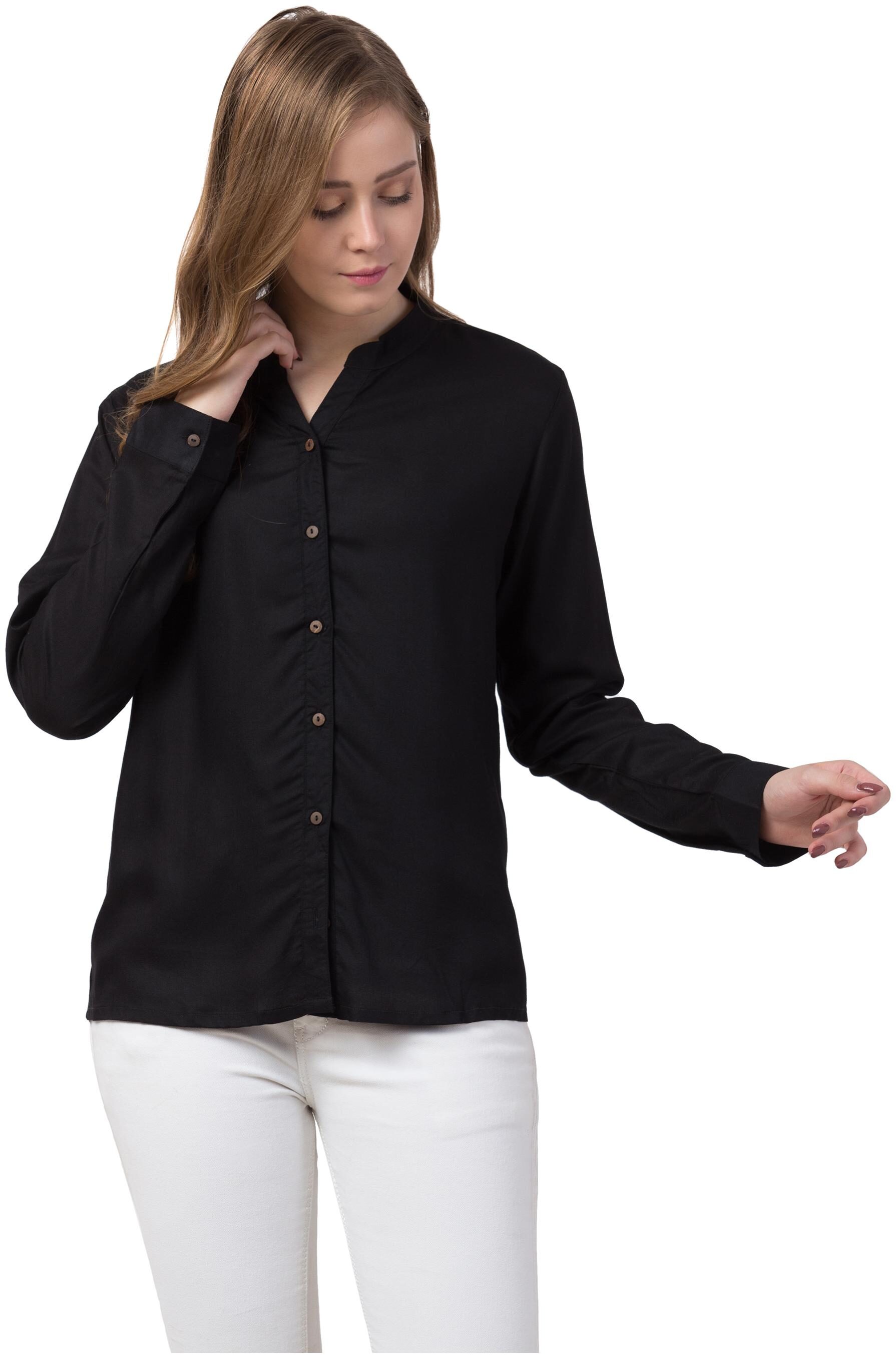 

Dibiya Women Black Solid Regular Fit Shirt