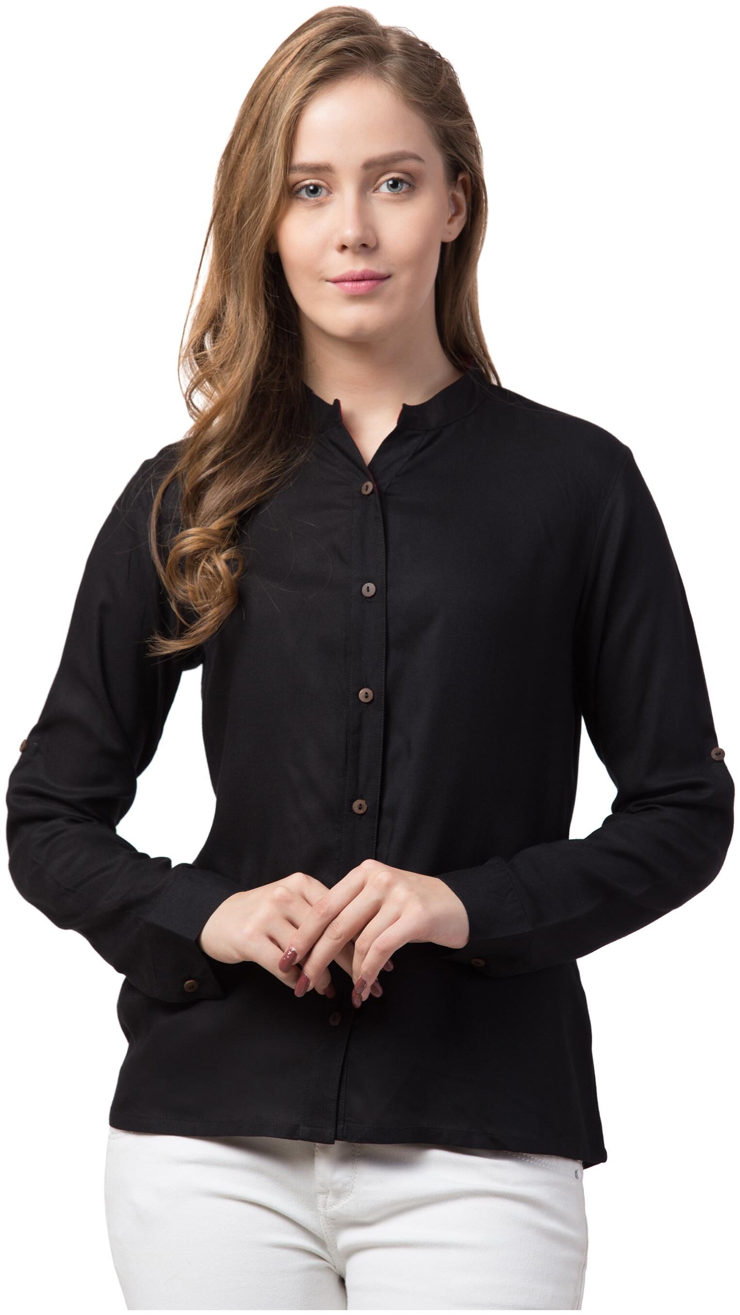 

Dibiya Women Black Solid Regular Fit Shirt
