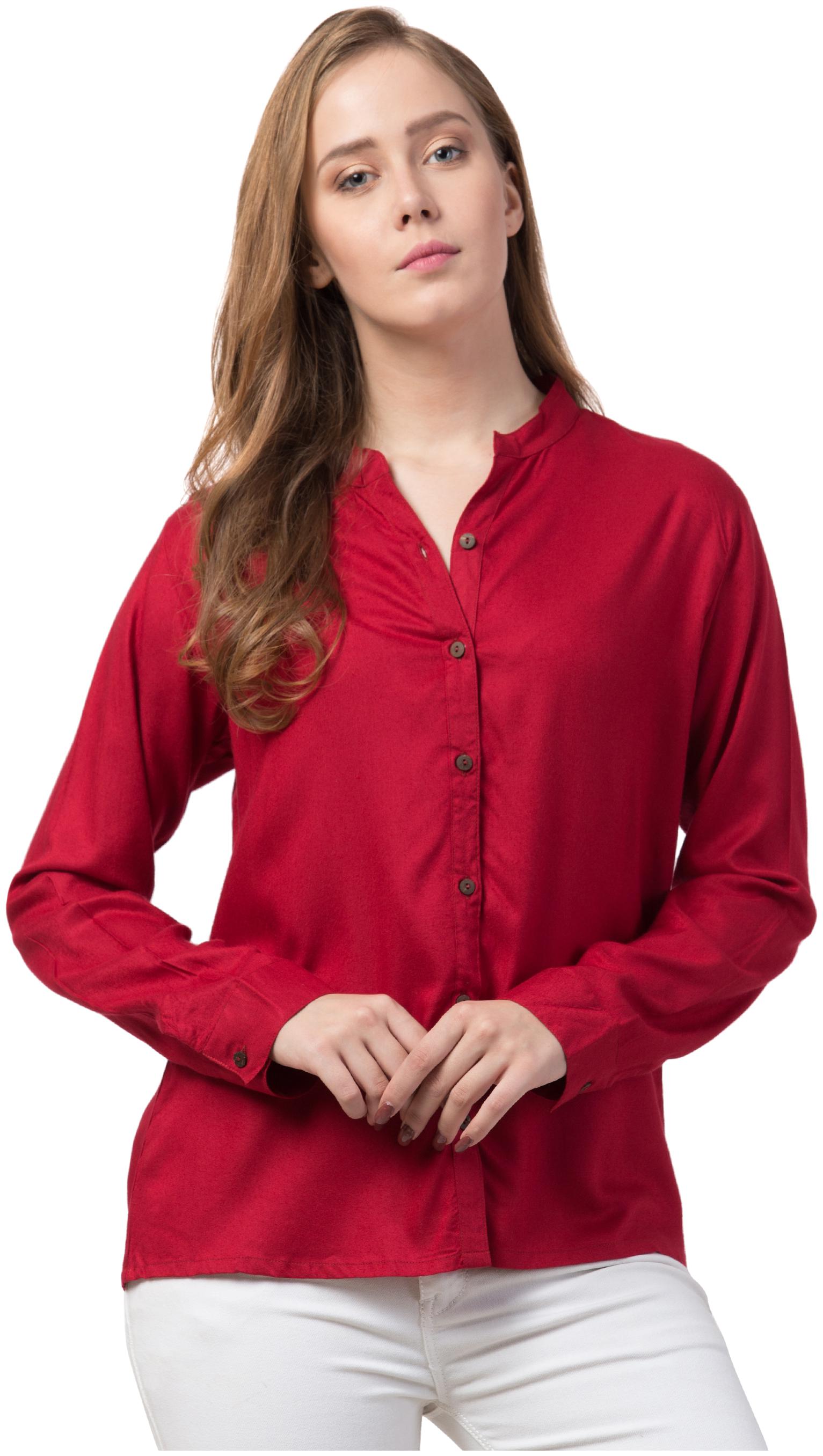 

Dibiya Women Maroon Solid Regular Fit Shirt