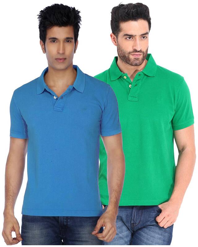 KETEX Men Slim fit Polo neck Solid T-Shirt - pack of 2
