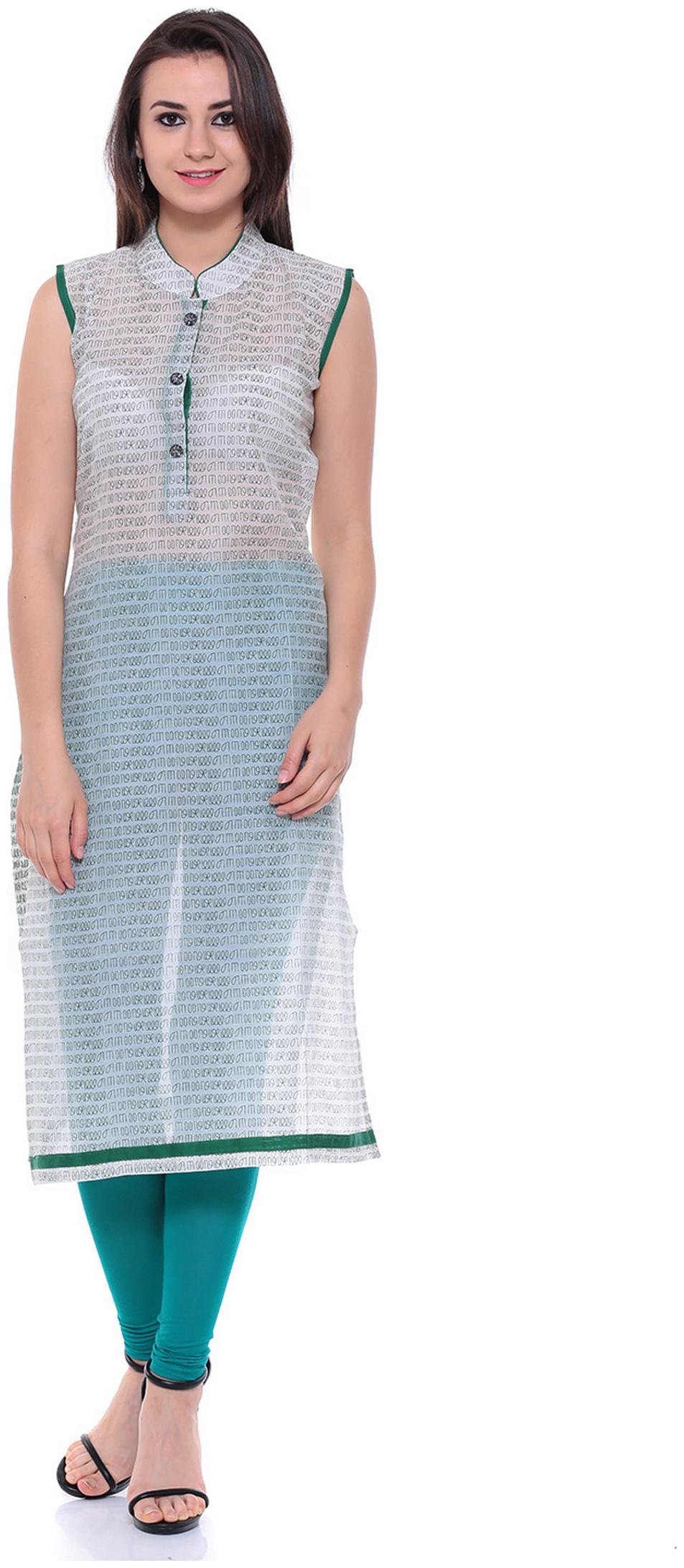 

Concepts Women Green Printed Straight Kurta