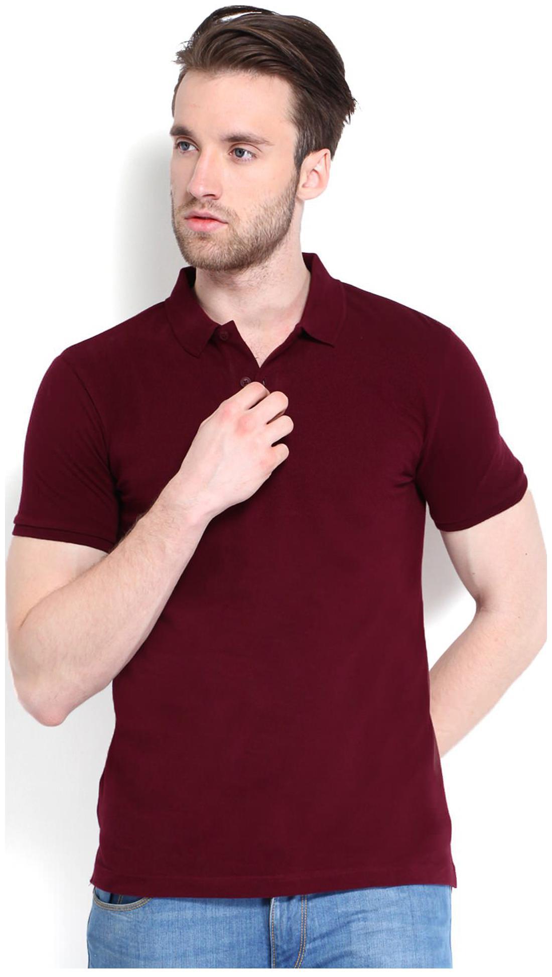 

KETEX Men Maroon Slim fit Cotton Polo collar T-Shirt - Pack Of 1