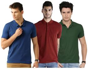 Men Polo Collar Solid T-Shirt Pack Of 3