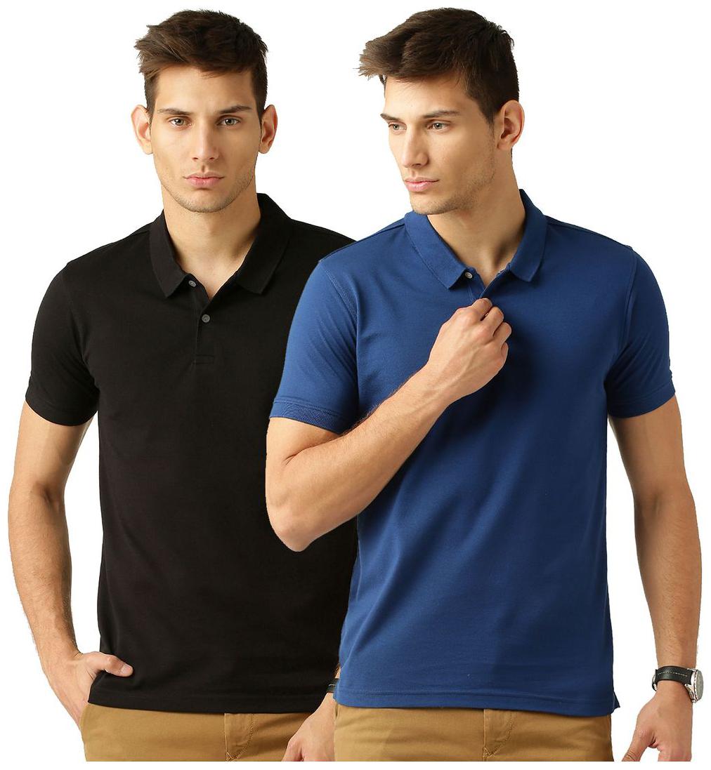 

Concepts Men Black Blue Regular fit Cotton Blend Polo collar T-Shirt - Pack Of 2