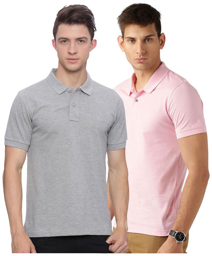 

Concepts Men Grey Pink Regular fit Cotton Blend Polo collar T-Shirt - Pack Of 2