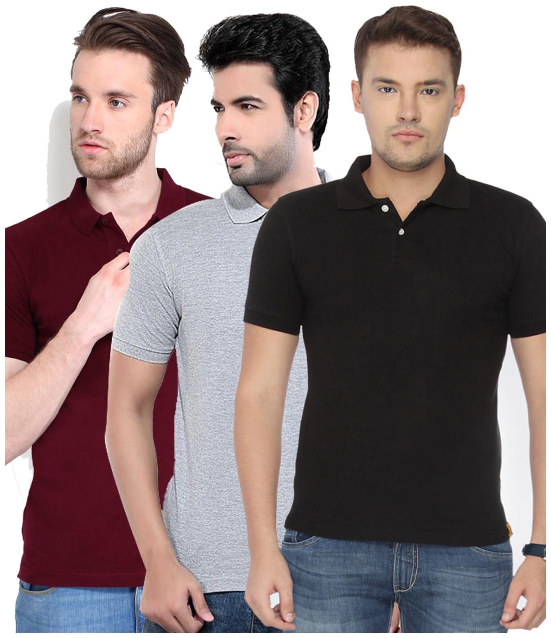 

KETEX Men Multi Slim fit Cotton Polo collar T-Shirt - Pack Of 3