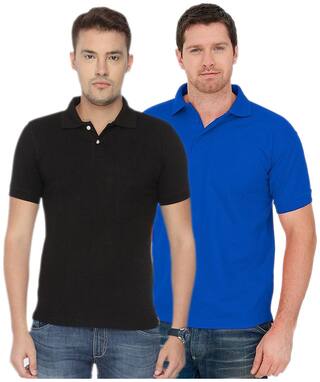 Ketex AND DESIGNS Pack Of 2 Black And Blue Cotton T-Shirt (Size-44)