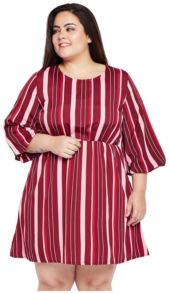 

Oxolloxo Maroon Striped A-line dress