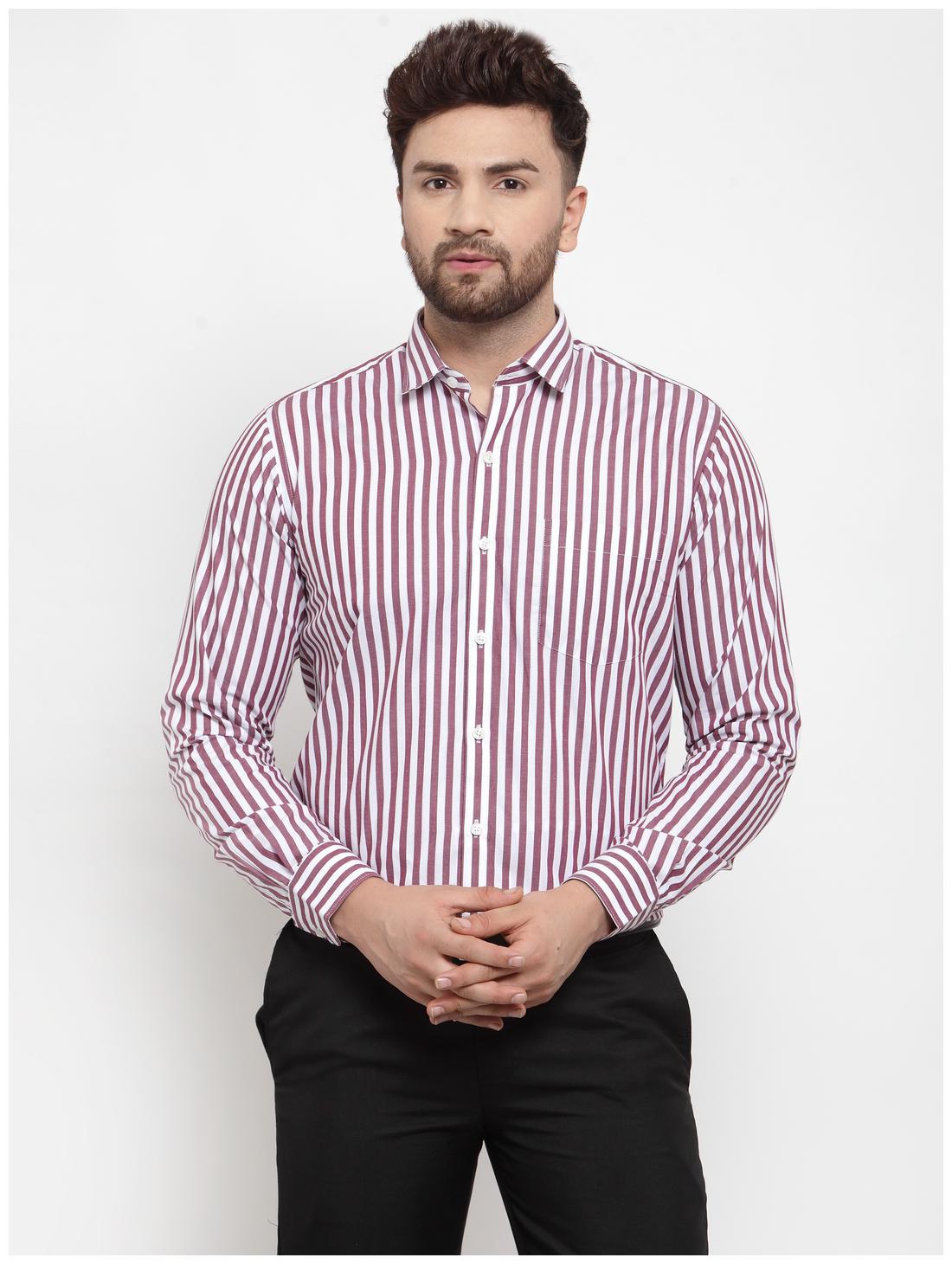 

Copperline Men Slim fit Formal Shirt - Maroon White