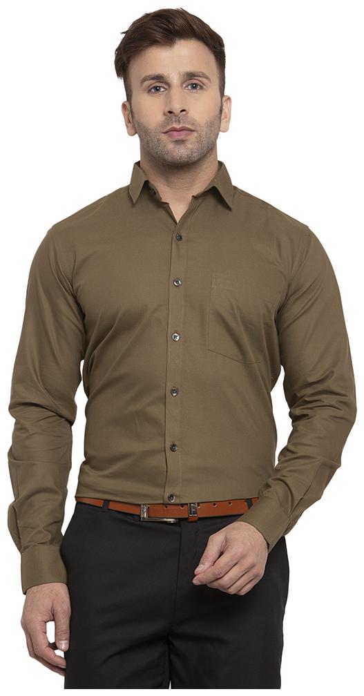 

Copperline Men Cotton Solid Slim Fit Shirt (Olive)