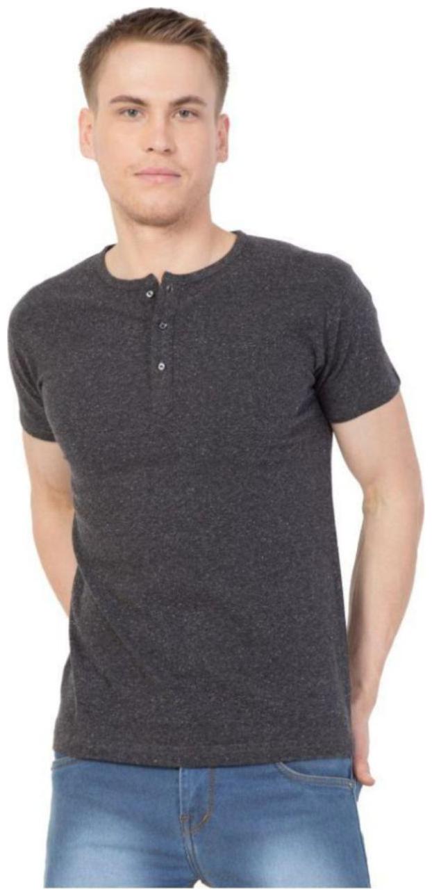 

Corsair Men Grey Regular fit Cotton Henley neck T-Shirt - Pack Of 1